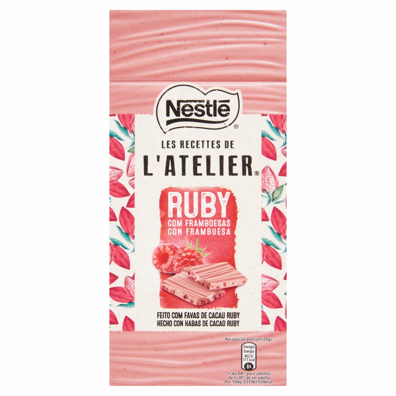 Képek - Nestlé L'Atelier Ruby mártócsokoládé, fagyasztva szárított málnával 100 g