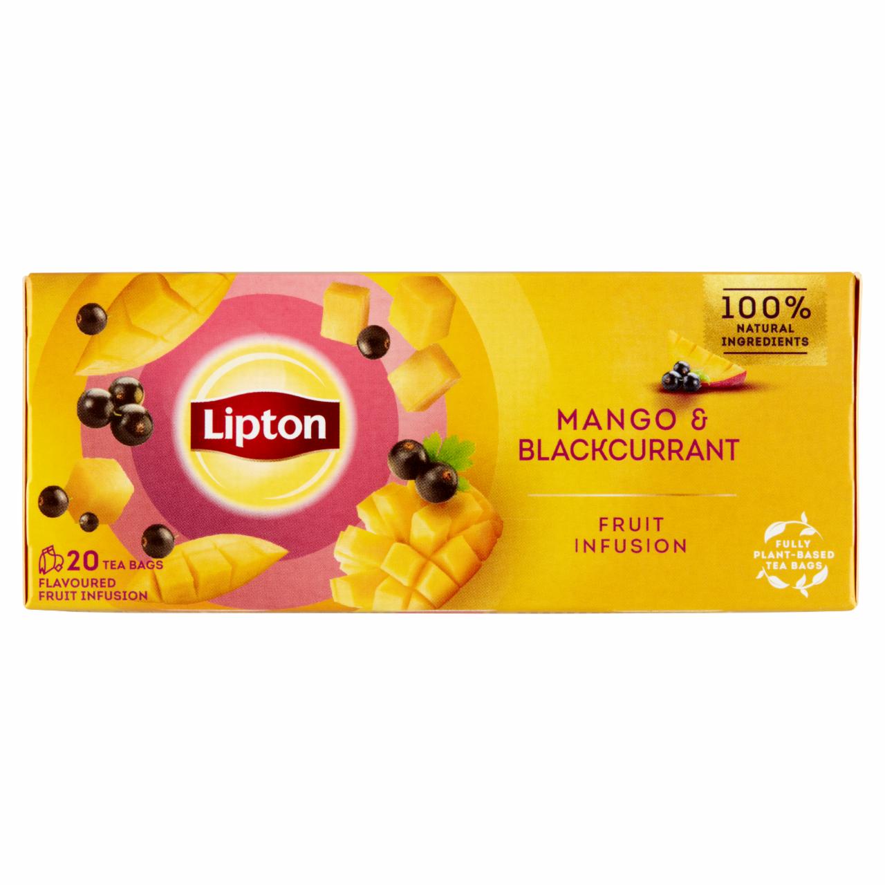 Képek - Lipton Fruit Infusion Mango & Blackcurrant ízesített gyümölcstea 20 teafilter 34 g