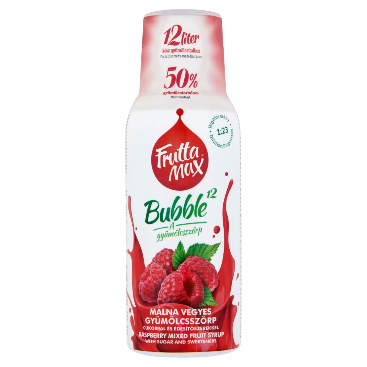 Képek - FruttaMax Bubble¹² Light málna vegyes gyümölcsszörp édesítőszerekkel 500 ml