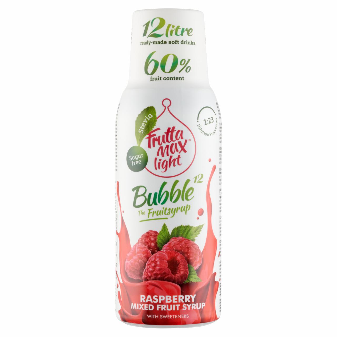 Képek - FruttaMax Bubble¹² Light málna vegyes gyümölcsszörp édesítőszerekkel 500 ml