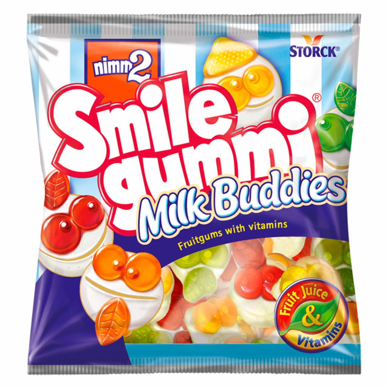Képek - nimm2 Smilegummi Milk Buddies vegyes gyümölcs ízű gumicukorka 90 g