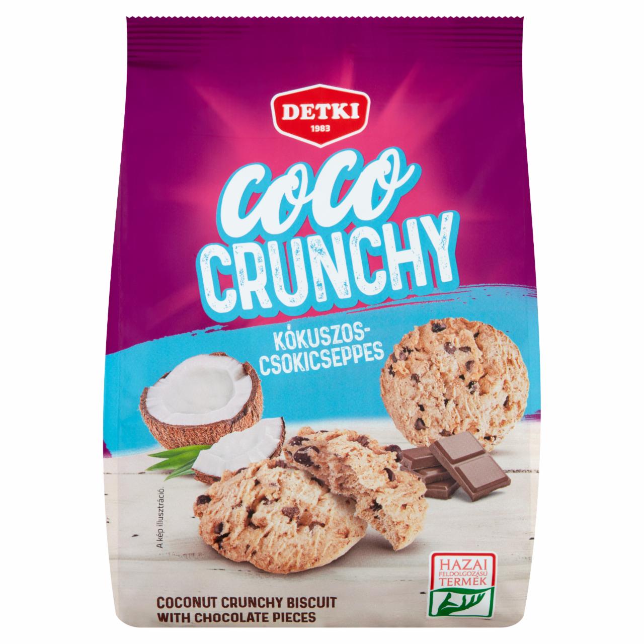 Képek - Detki Coco Crunchy kókuszos-csokicseppes teasütemény 150 g