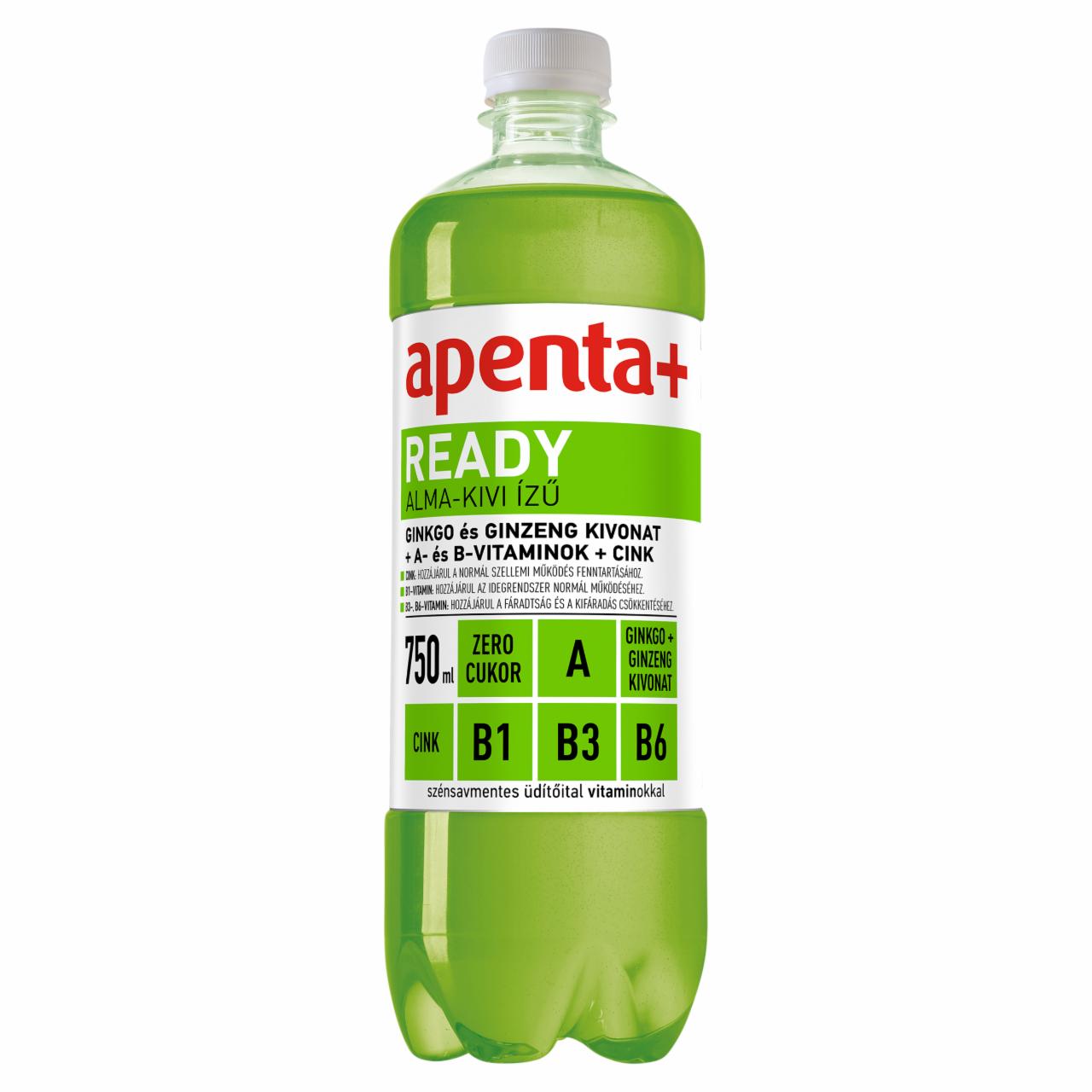 Képek - Apenta+ Ready alma-kivi ízű szénsavmentes, energiamentes üdítőital vitaminokkal 750 ml