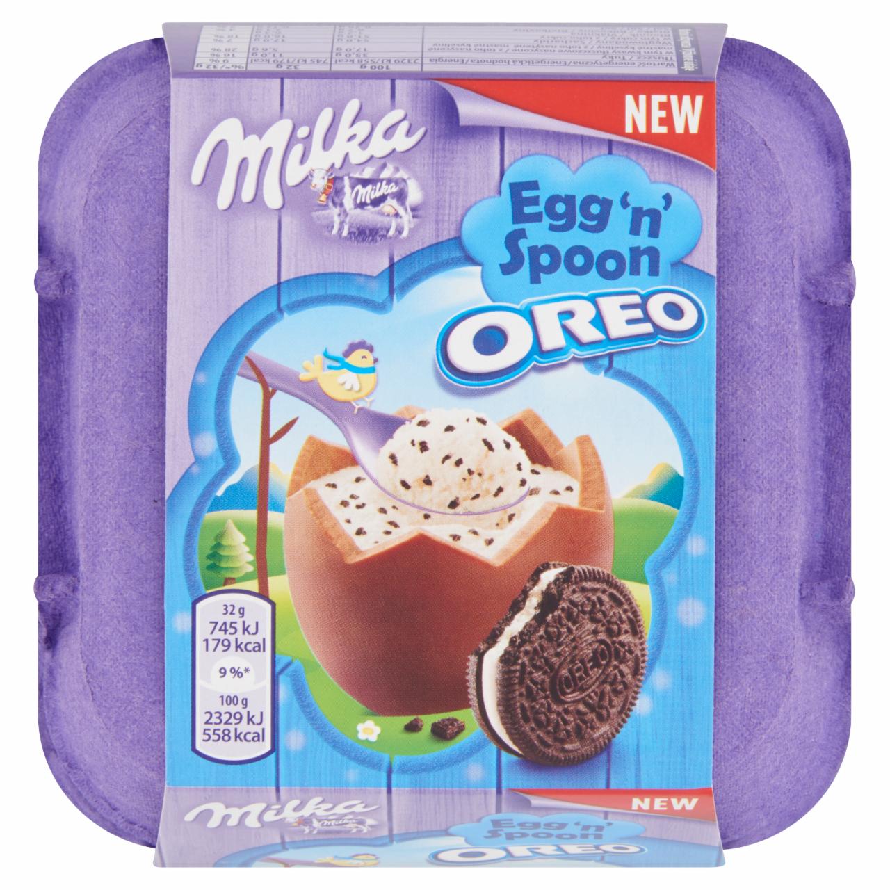Képek - Milka & Oreo Egg & Spoon alpesi tejcsokoládé vaníliaízű krémtöltelékkel 128 g