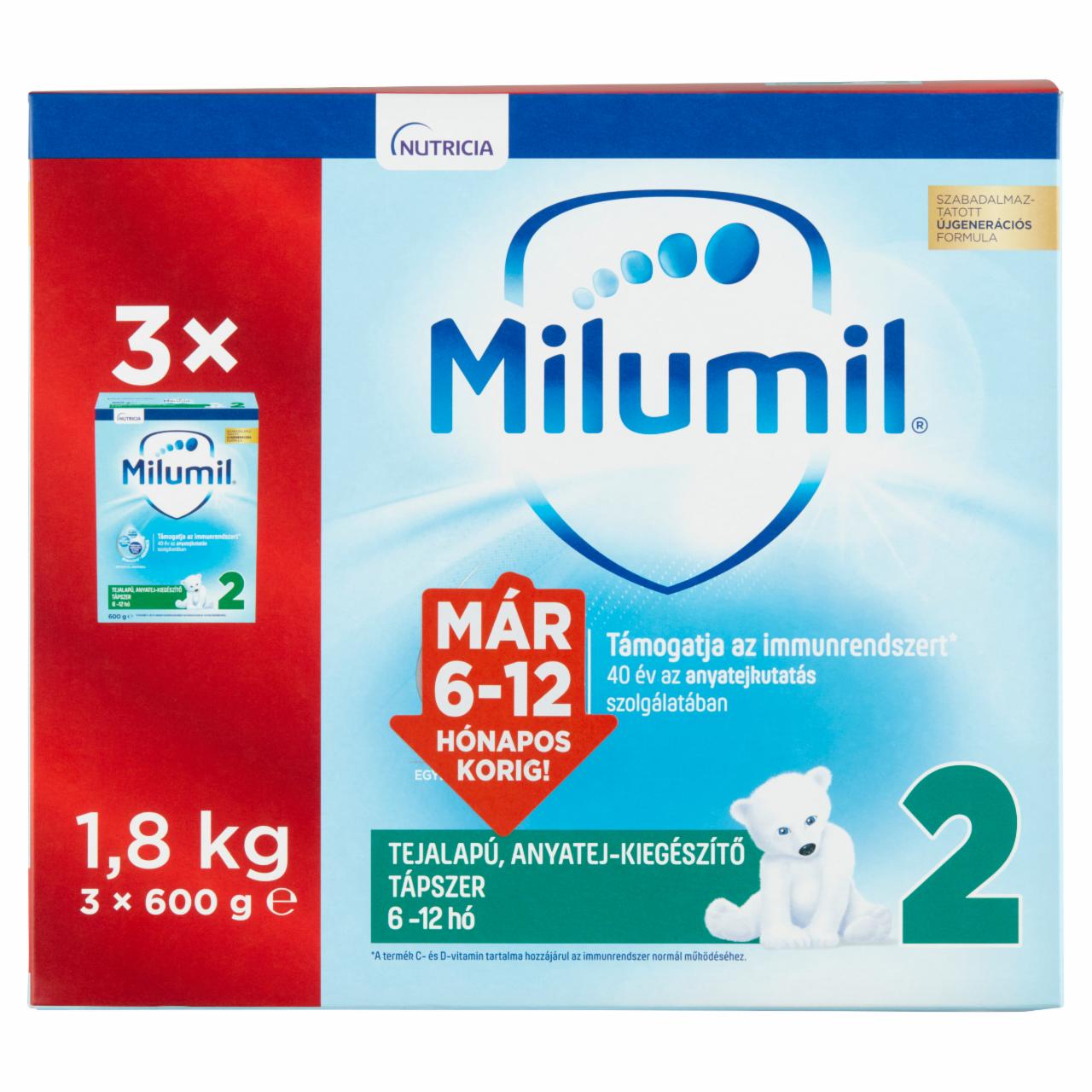 Képek - Milumil Nutri-Biotik 2 tejalapú anyatej-kiegészítő tápszer 6 hó+ 3 x 600 g (1,8 kg)