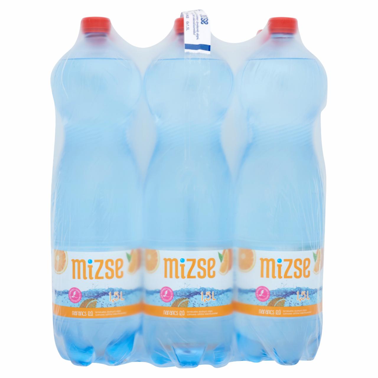 Képek - Mizse narancs ízű, természetes ásványvíz alapú, szénsavas üdítőital édesítőszerekkel 6 x 1,5 l