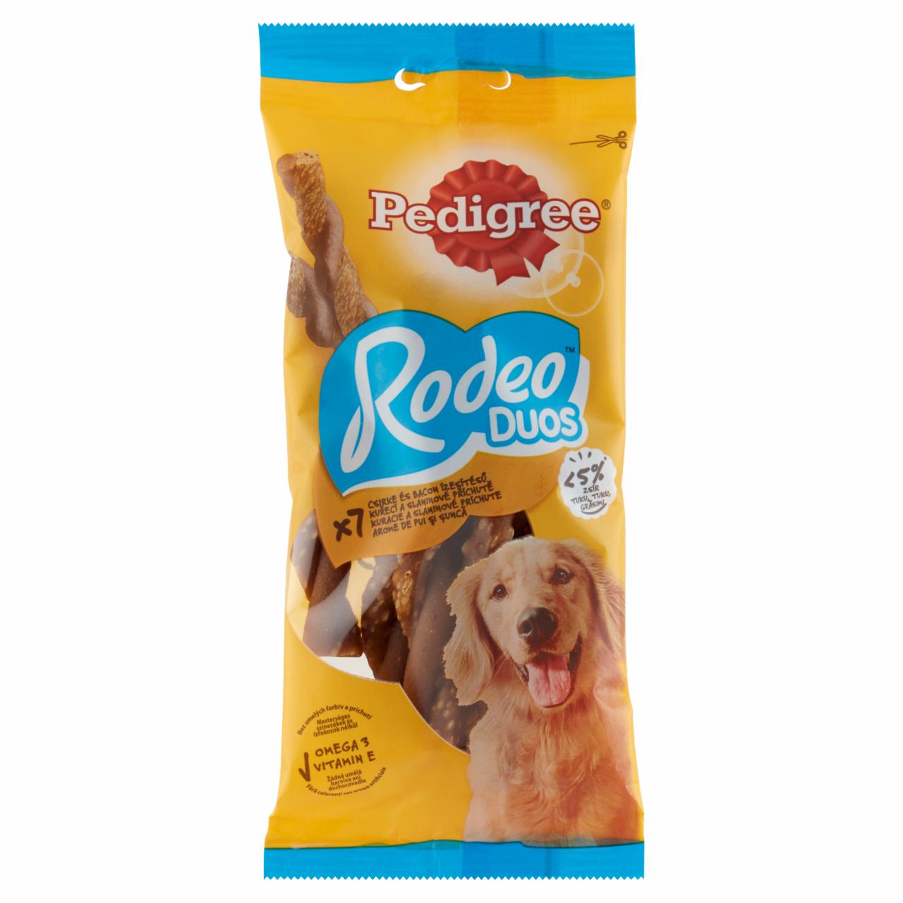 Képek - Pedigree Rodeo Duos csirke és bacon ízesítésű állateledel felnőtt kutyák számára 7 db 123 g
