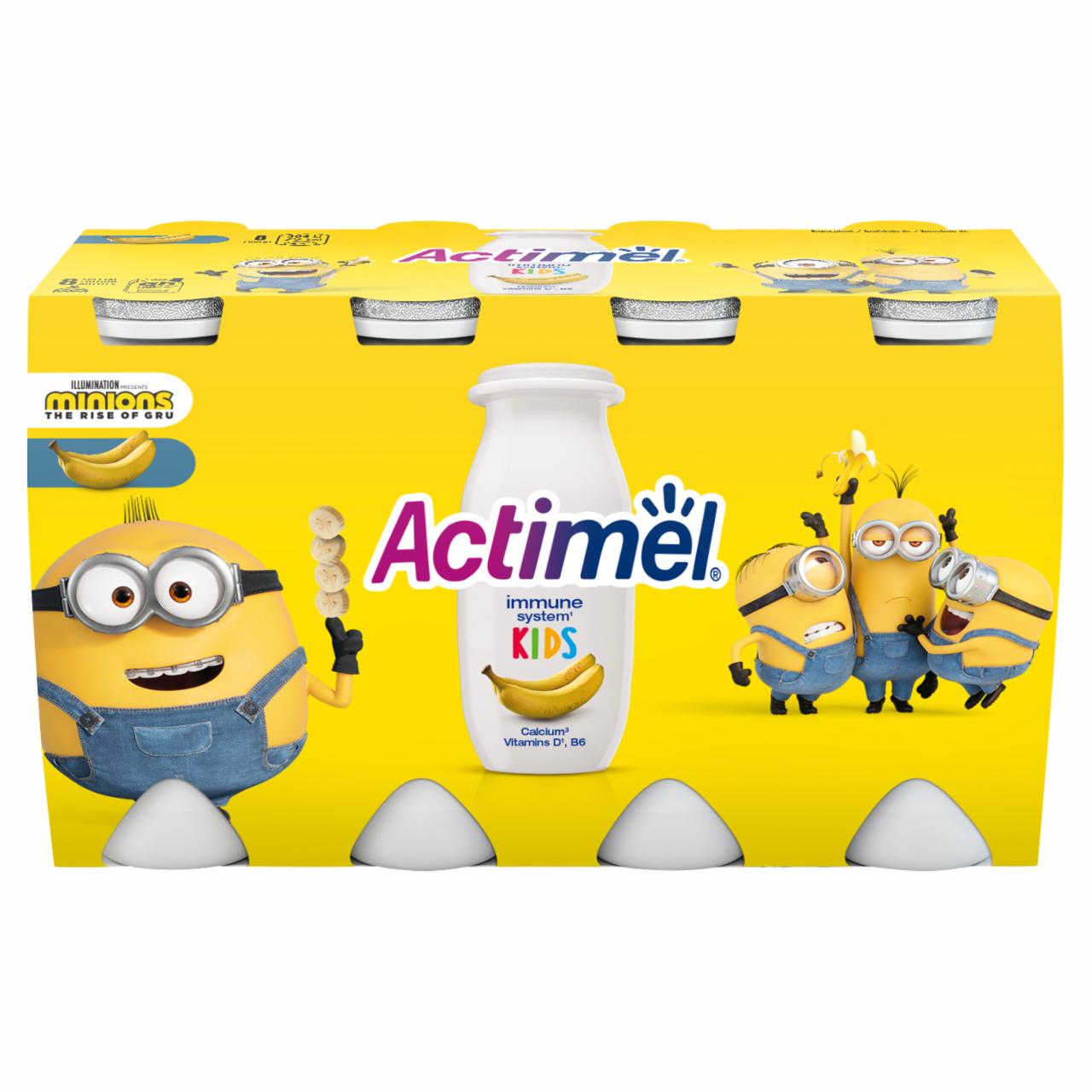 Képek - Danone Actimel Kids zsírszegény, banánízű joghurtital B6- és D-vitaminnal 8 x 100 g (800 g)