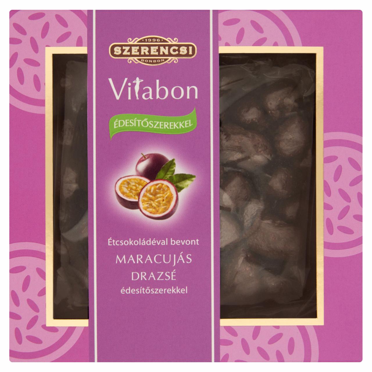 Képek - Szerencsi Vitabon étcsokoládéval bevont maracujás drazsé édesítőszerekkel 150 g