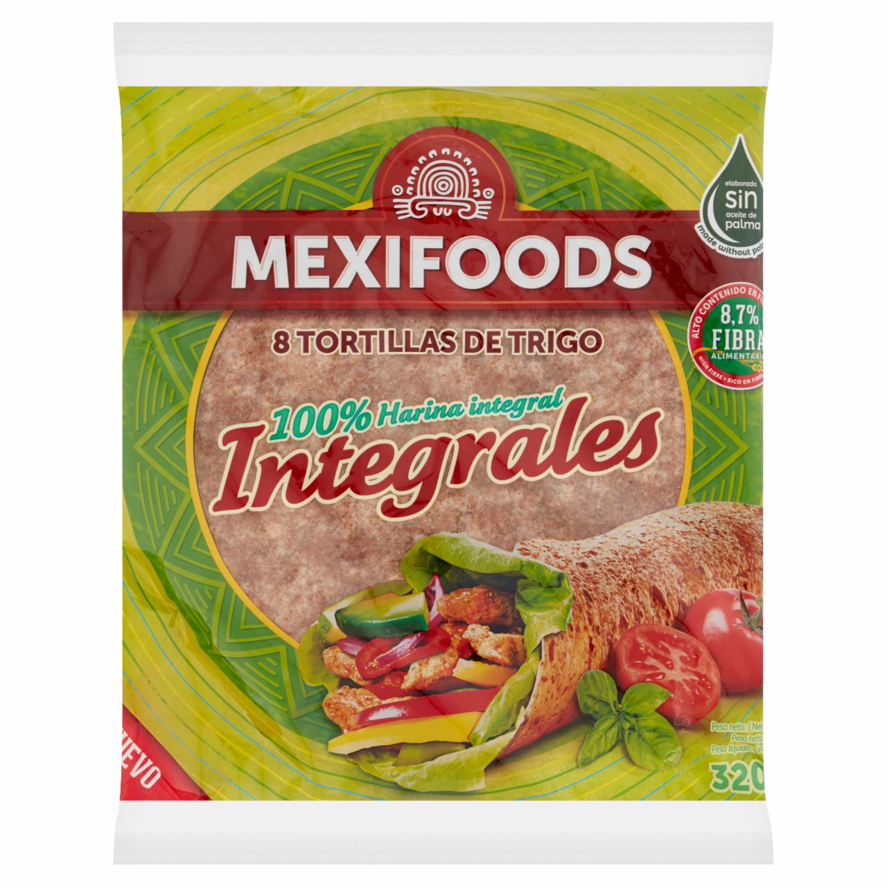 Képek - Mexifoods Integrales teljes kiőrlésű tortilla búzalisztből 8 db 320 g
