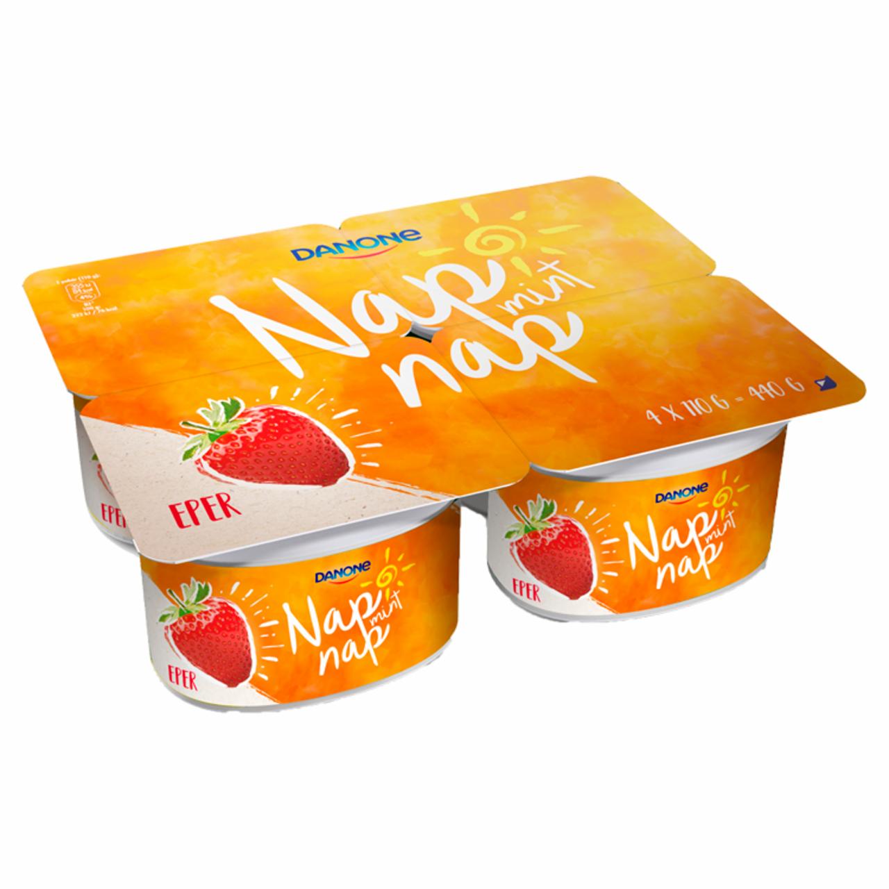 Képek - Danone Nap mint Nap eperízű fermentált élelmiszerkészítmény 4 x 110 g (440 g)