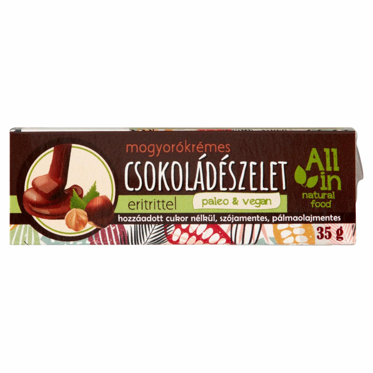 Képek - ALL IN natural food mogyorókrémes csokoládészelet eritrittel 35 g