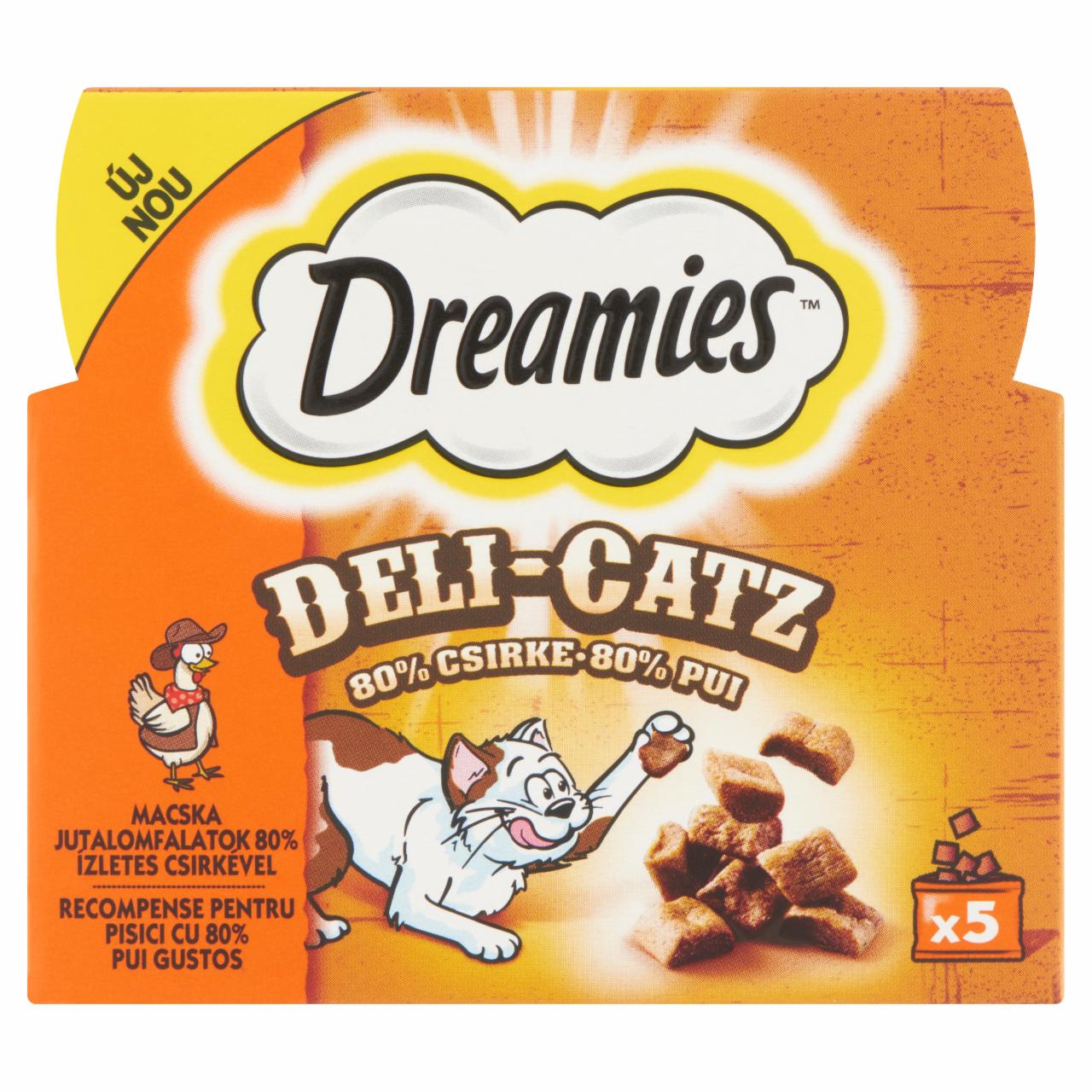Képek - Dreamies Deli-Catz kiegészítő állateledel felnőtt macskák számára csirkével 5 x 5 g