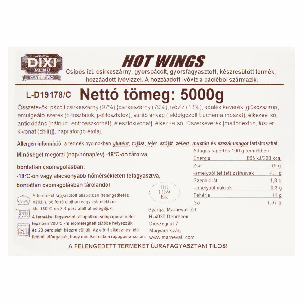 Képek - Dixi Menü Gasztro Hot Wings gyorsfagyasztott csípős ízű csirkeszárny 5000 g