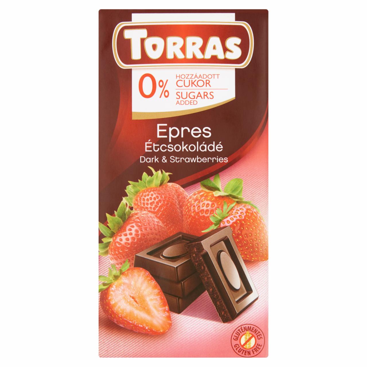 Képek - Torras epres étcsokoládé édesítőszerrel 75 g