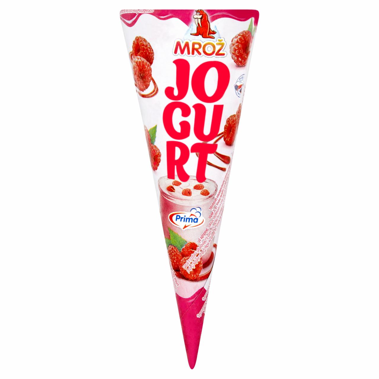 Képek - Prima Mrož Joghurt málna jégkrém joghurttal ostyában, málnás öntettel 115 ml