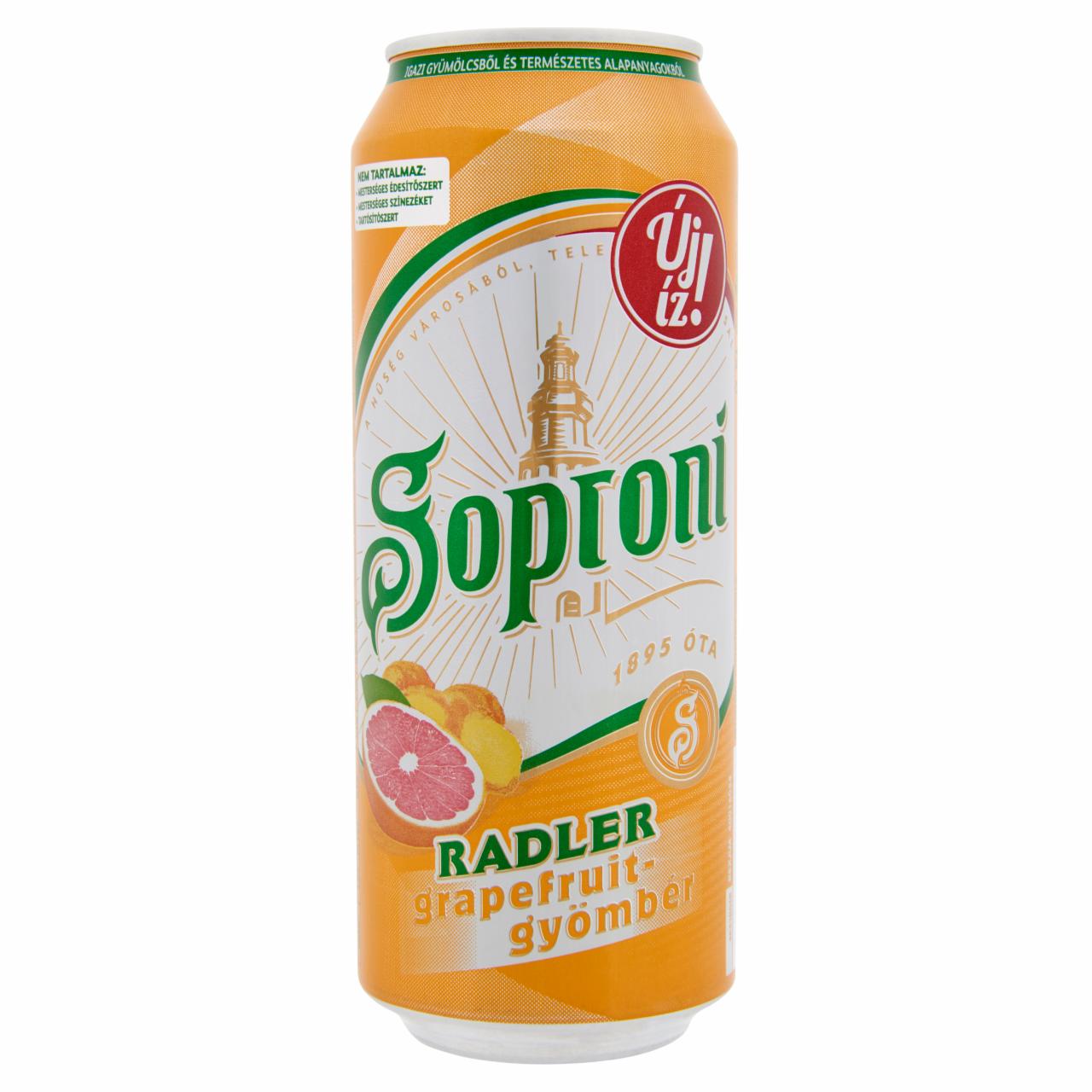 Képek - Soproni Radler grapefruit-gyömbéres sörital 2,0% 0,5 l