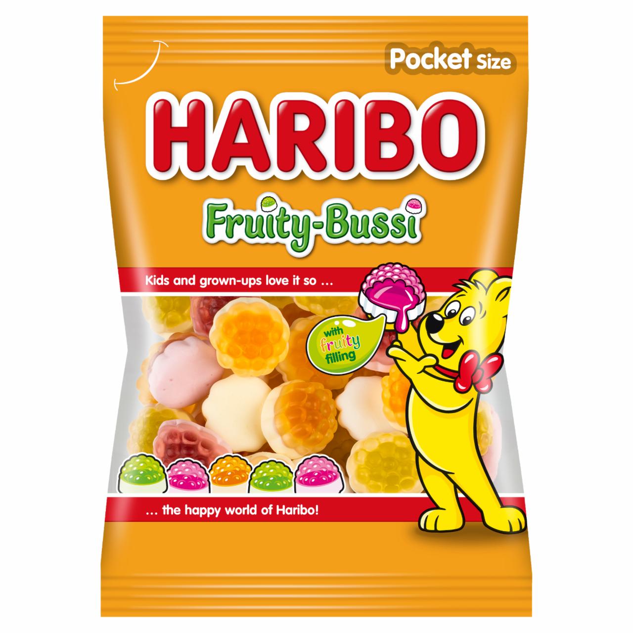 Képek - Haribo Fruity-Bussi gyümölcsízű gumicukorka gyümölcskészítménnyel töltve 100 g
