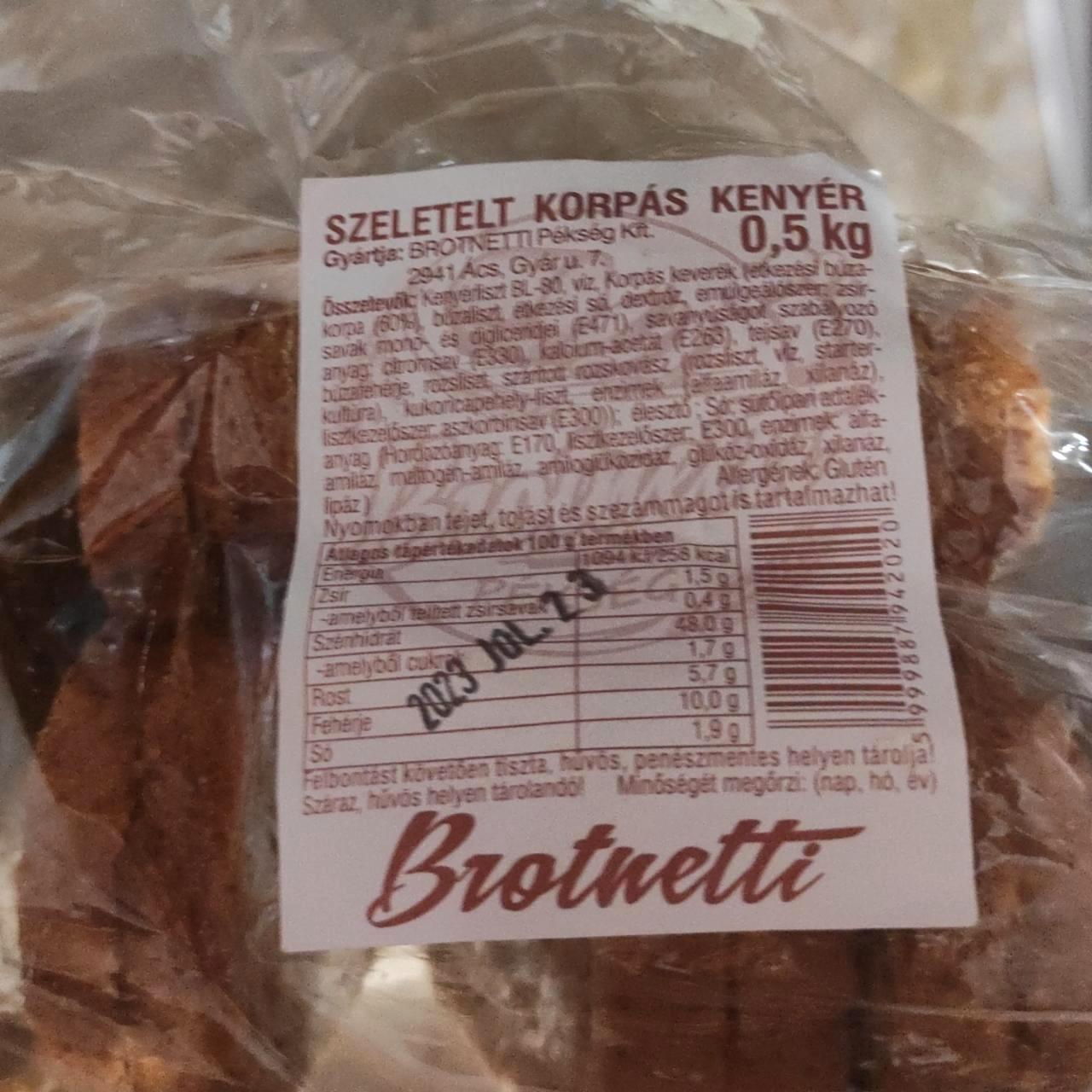 Képek - Szeletelt korpás kenyér Brotnetti