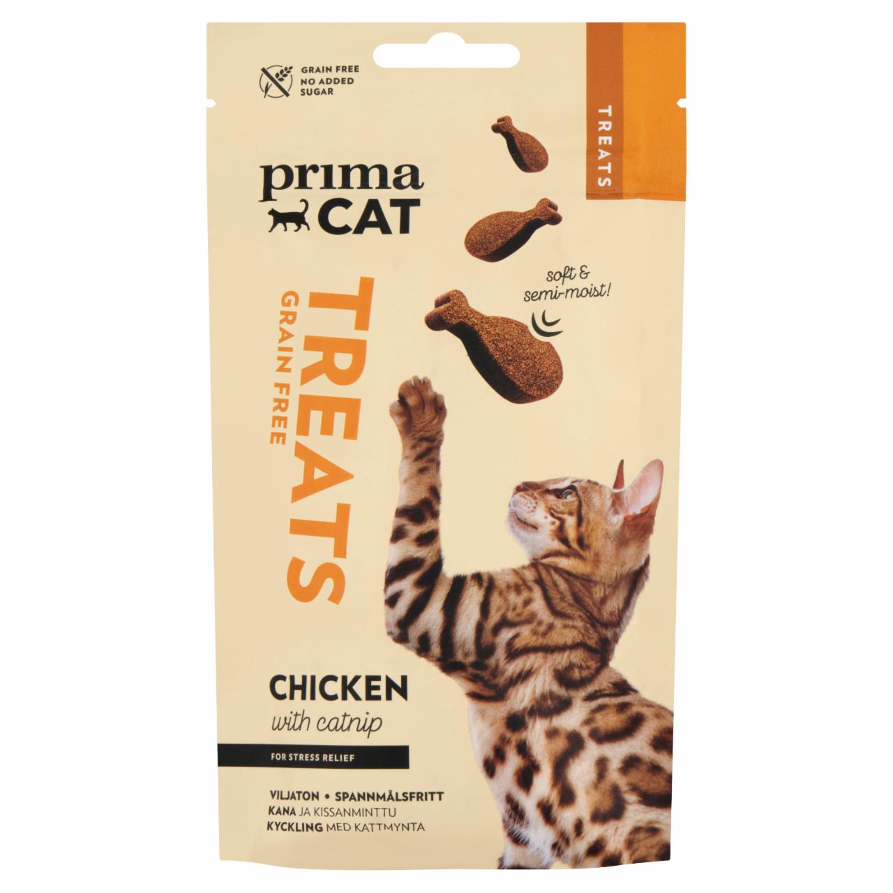 Képek - Prima Cat félnedves, puha macska jutalomfalat macskagyökérrel és csirkével felnőtt macskáknak 50 g