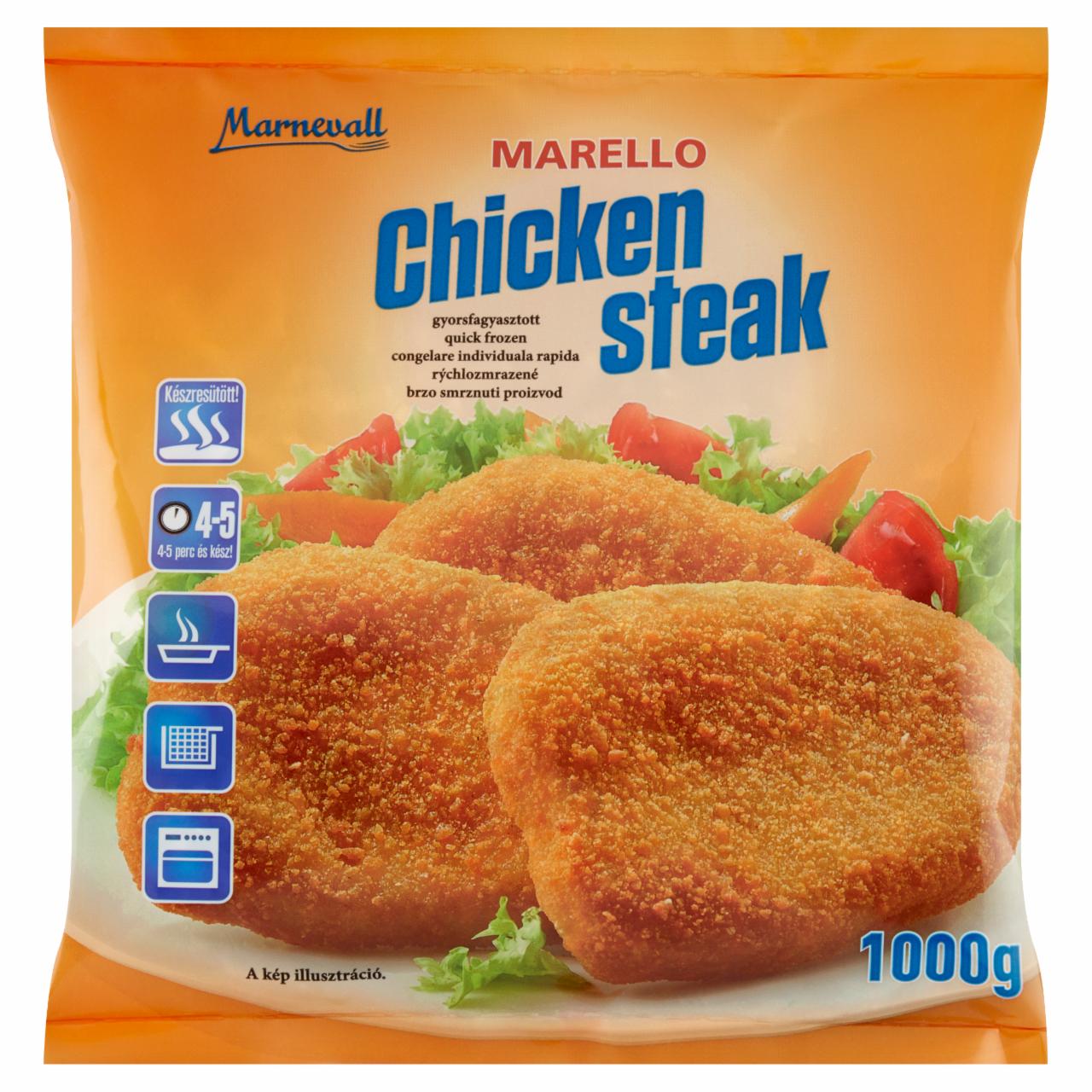 Képek - Marello Chicken Steak gyorsfagyasztott, panírozott csirkemell felhasználásával készült termék 1000 g