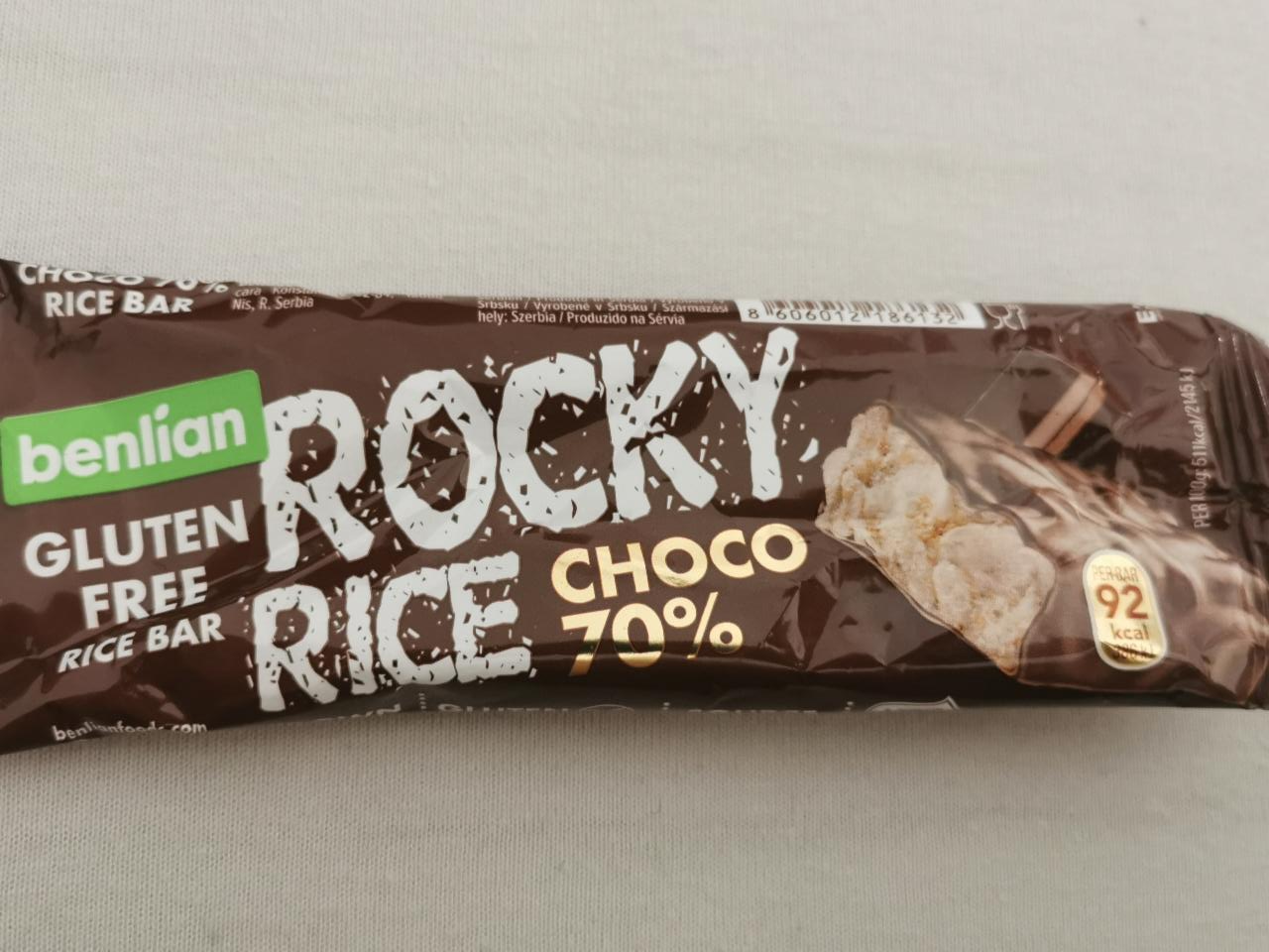 Képek - Benlian Rocky Rice puffasztott rizsszelet csokoládé bevonattal és csokoládé darabokkal 18 g