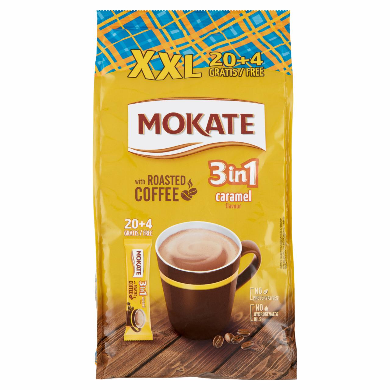 Képek - Mokate 3in1 azonnal oldódó kávéspecialitás karamell ízesítéssel 24 x 17 g (408 g)