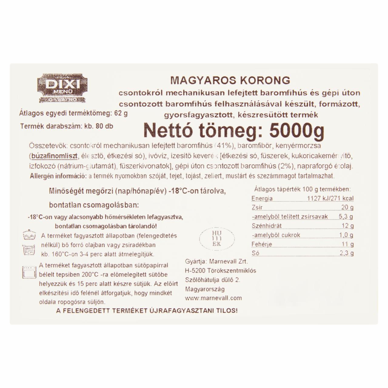 Képek - Dixi Menü Gasztro gyorsfagyasztott magyaros korong 80 db 5000 g