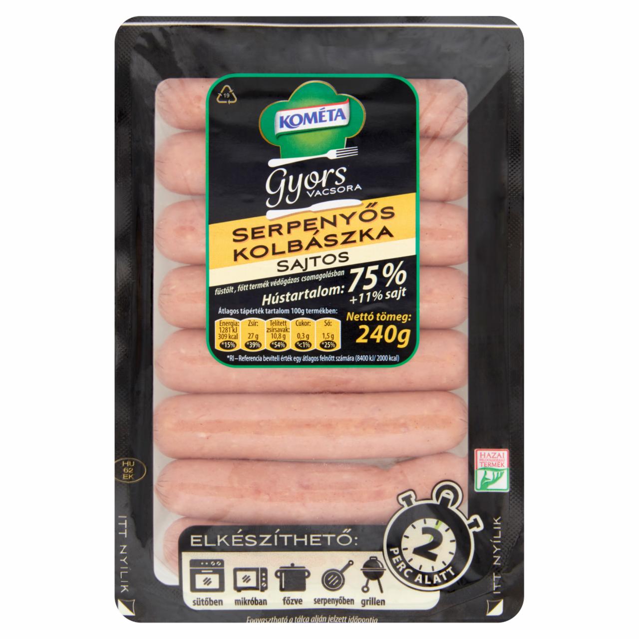 Képek - Kométa Gyors Vacsora sajtos füstölt serpenyős kolbászka 240 g