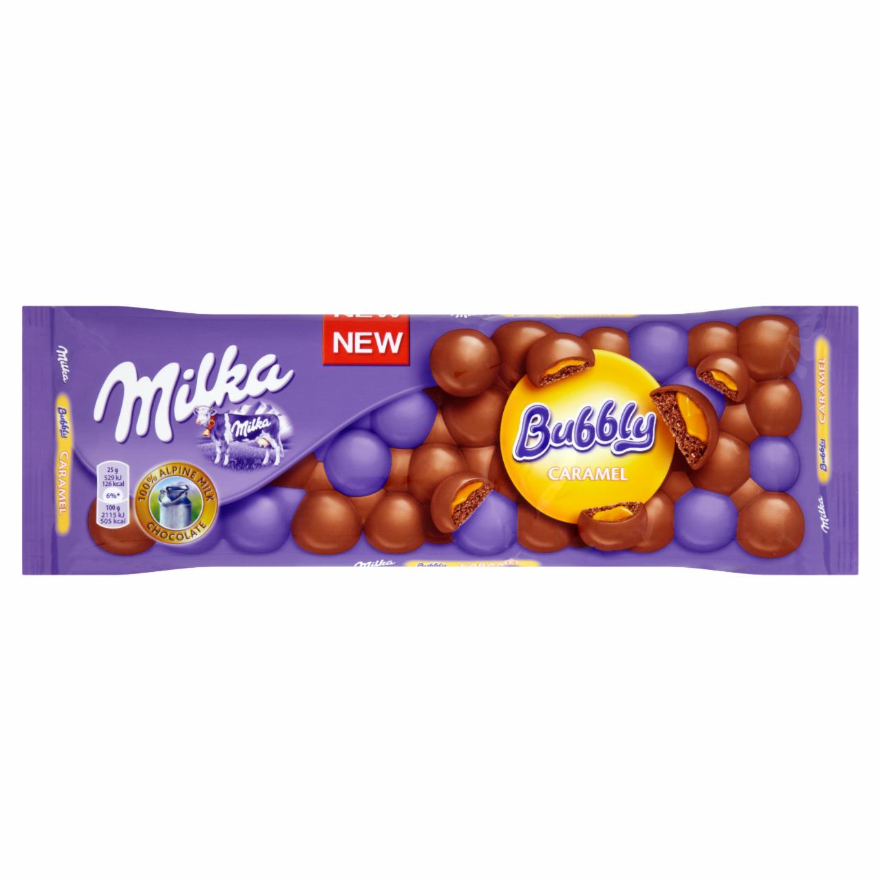 Képek - Milka Bubbly karamellával töltött levegőbuborékos alpesi tejcsokoládé 250 g