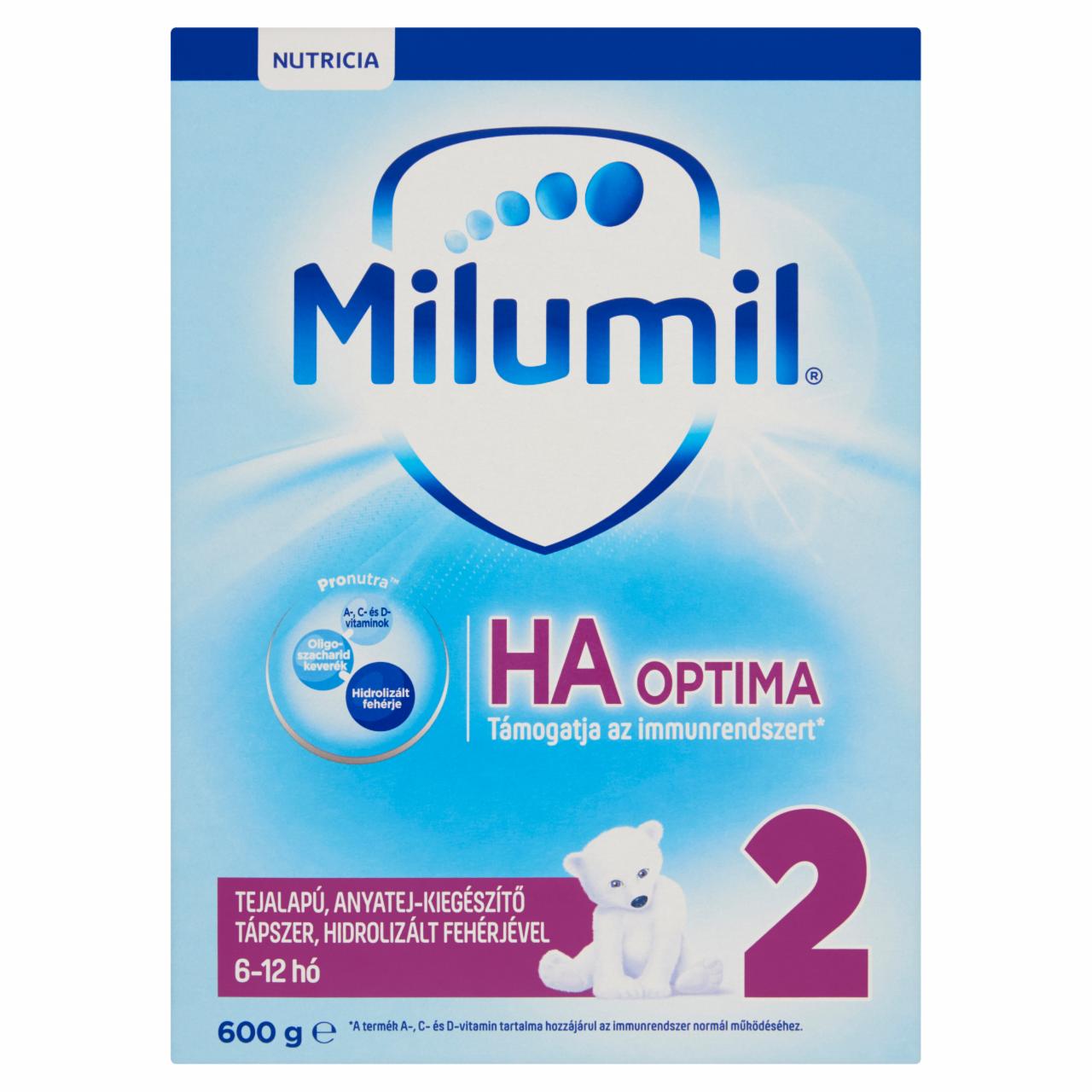 Képek - Milumil HA2 Optima tejalapú, anyatej-kiegészítő tápszer, hidrolizált fehérjével 6-12 hó 600 g