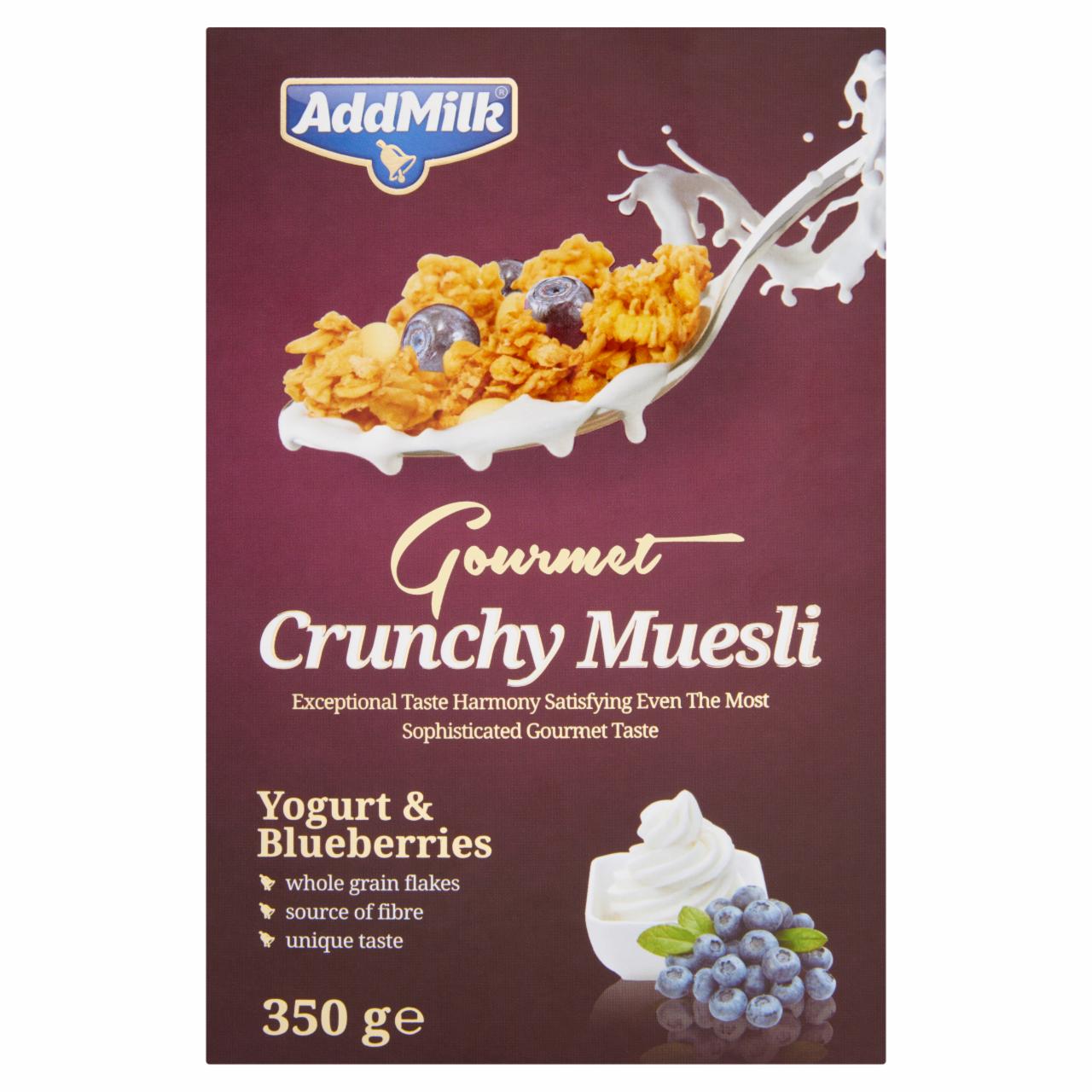 Képek - AddMilk Gourmet Crunchy müzli joghurttal és fekete áfonyával 350 g