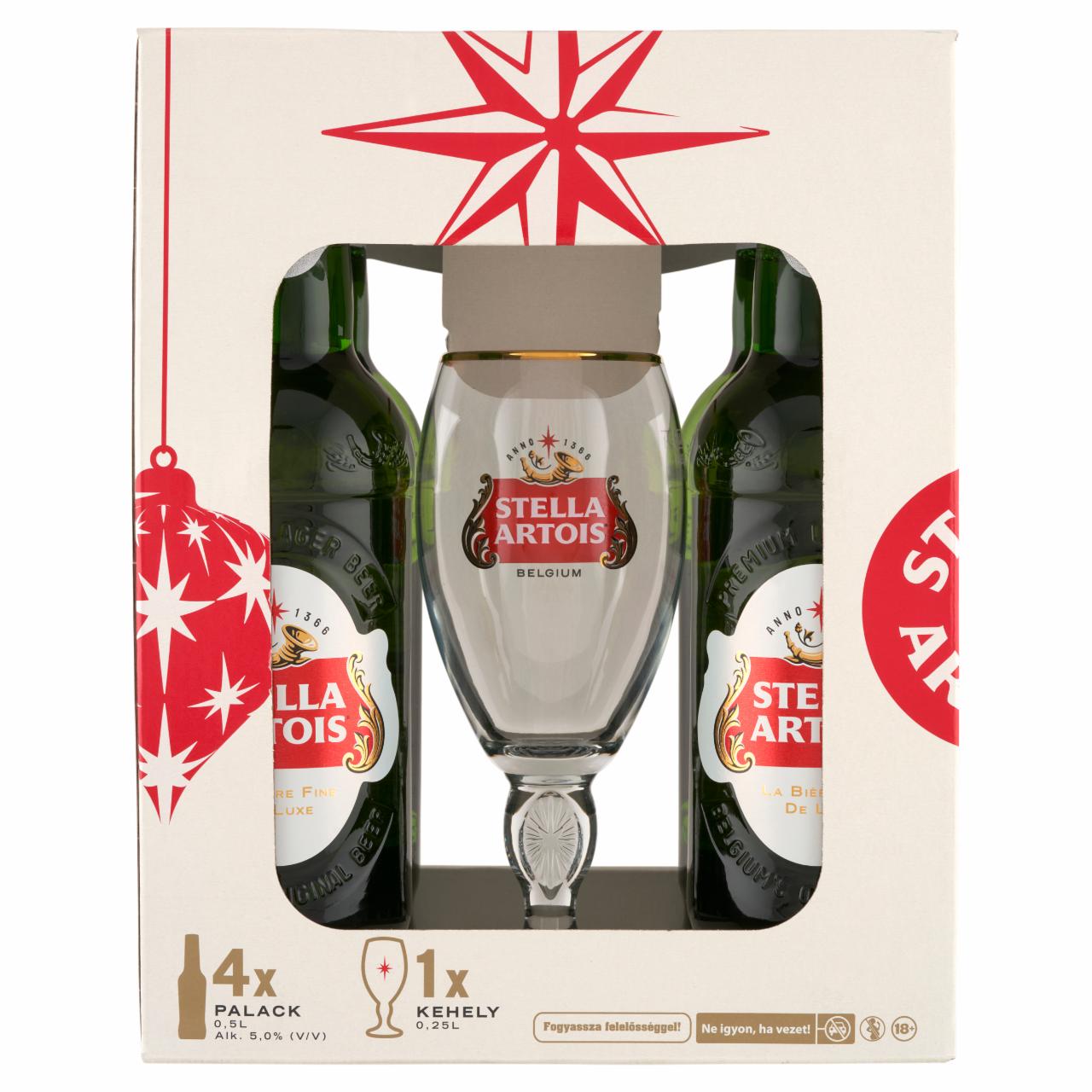 Képek - Stella Artois minőségi világos sör 5% 4 x 0,5 l + 1 kehely