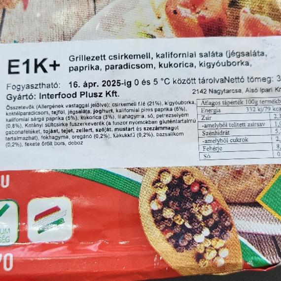 Képek - Grillezett csirkemell Kaliforniai saláta Interfood