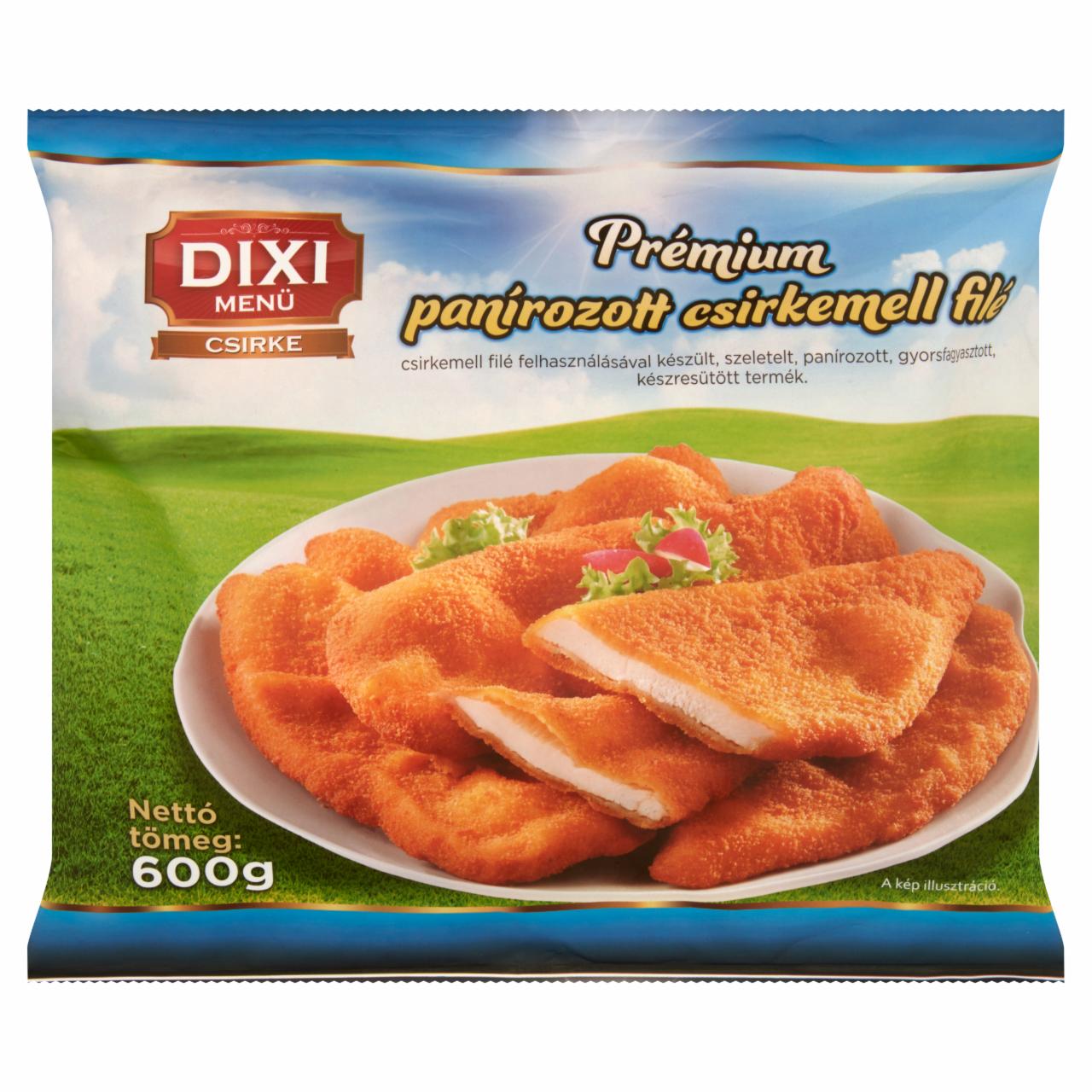 Képek - Dixi Menü Csirke gyorsfagyasztott prémium panírozott csirkemell filé 600 g