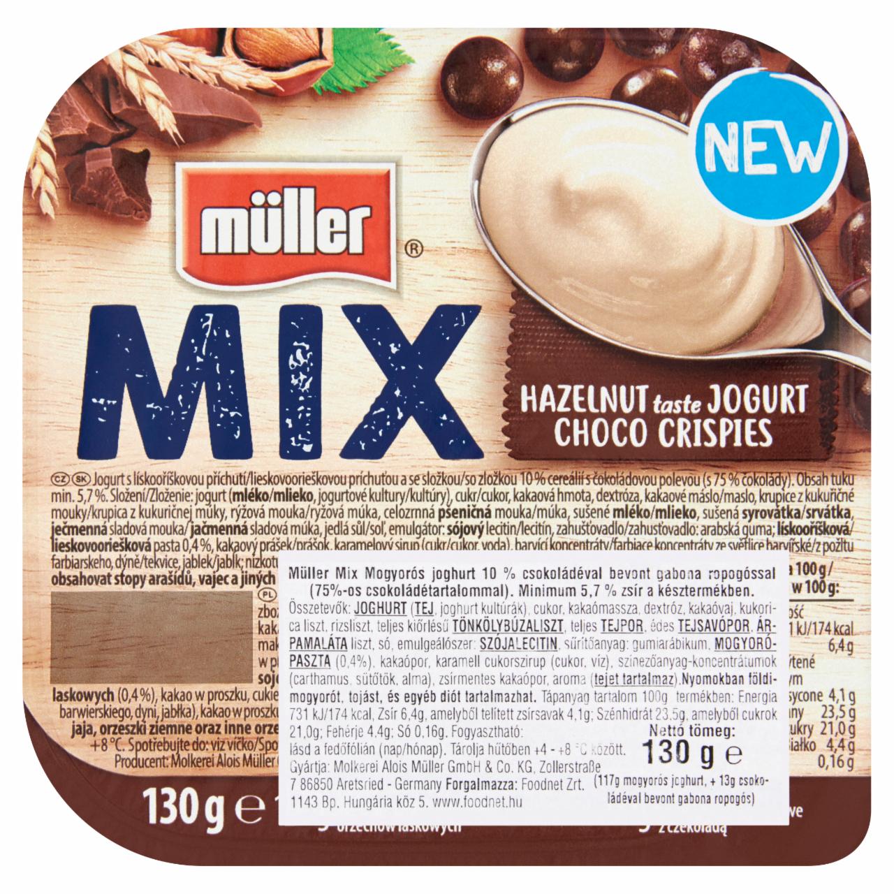 Képek - Müller Mix mogyorós joghurt csokoládéval bevont gabona ropogóssal 130 g