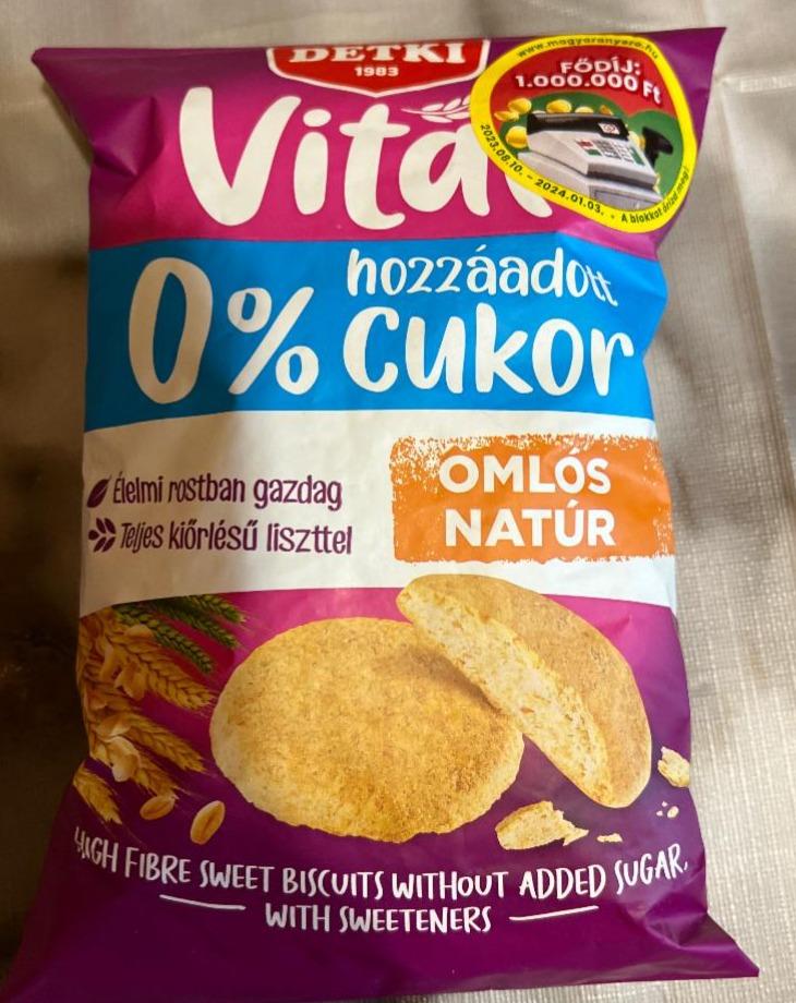 Képek - Detki Vital édes omlós natúr keksz hozzáadott cukor nélkül, édesítőszerekkel 180 g