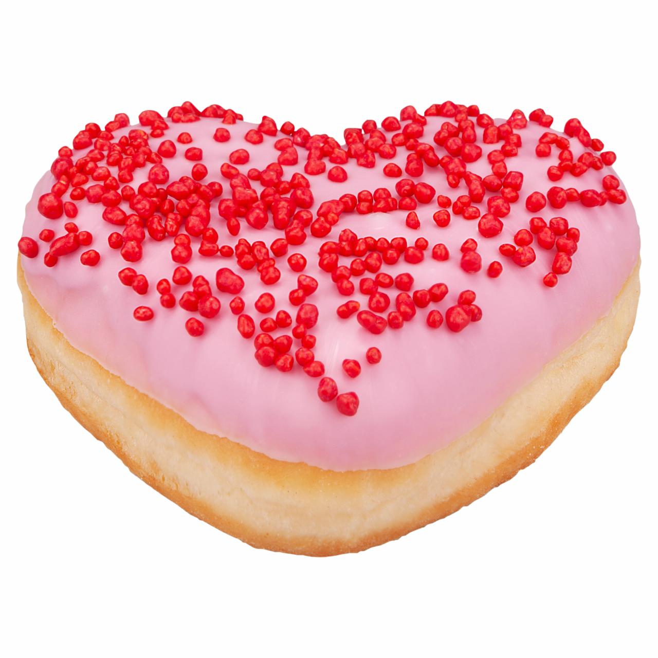 Képek - Love Berliner szív alakú berliner fánk málna ízesítésű töltelékkel, rózsaszín bevonattal 88 g
