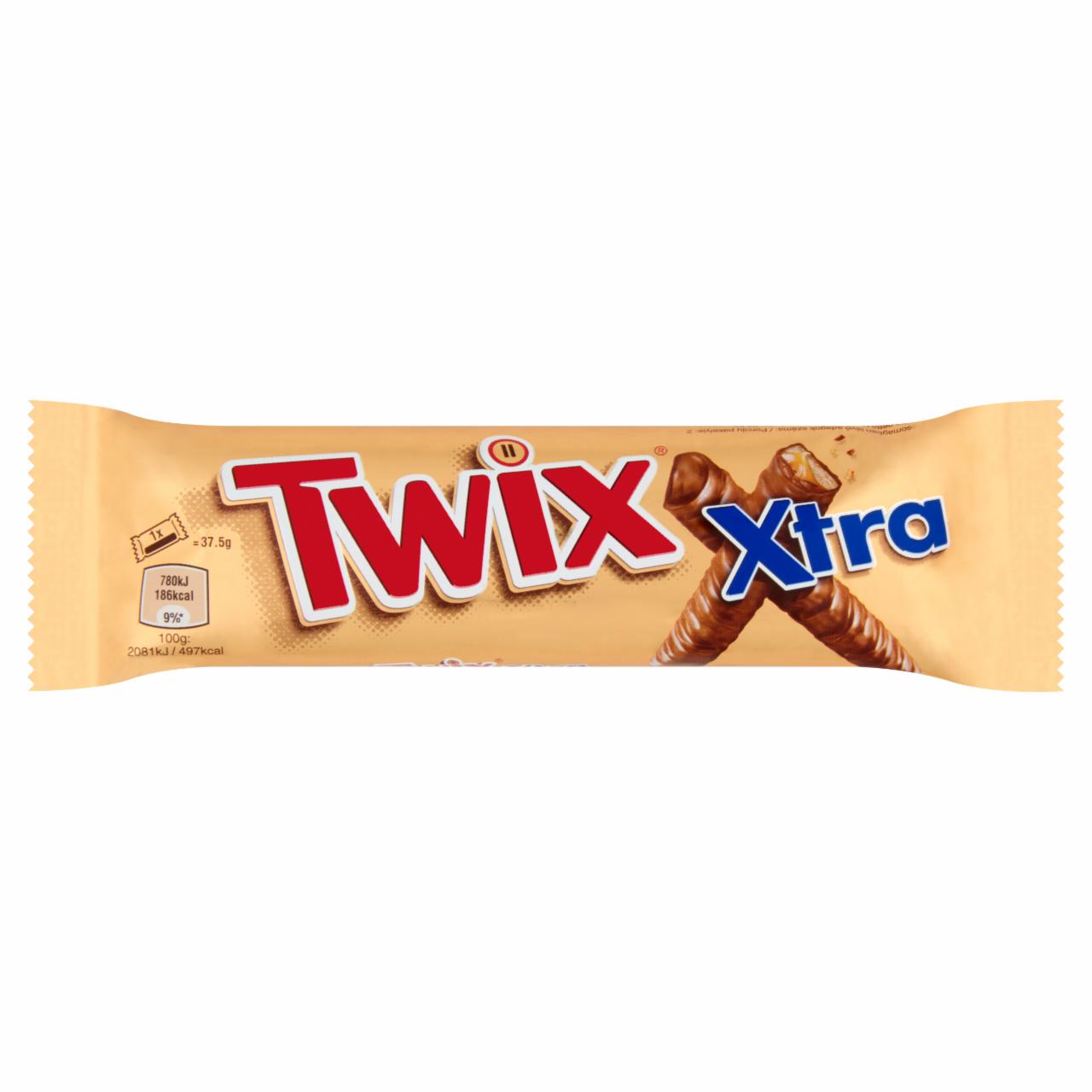 Képek - Twix Xtra kekszes szeletek karamellával, tejcsokoládéba mártva 2 x 37,5 g (75 g)