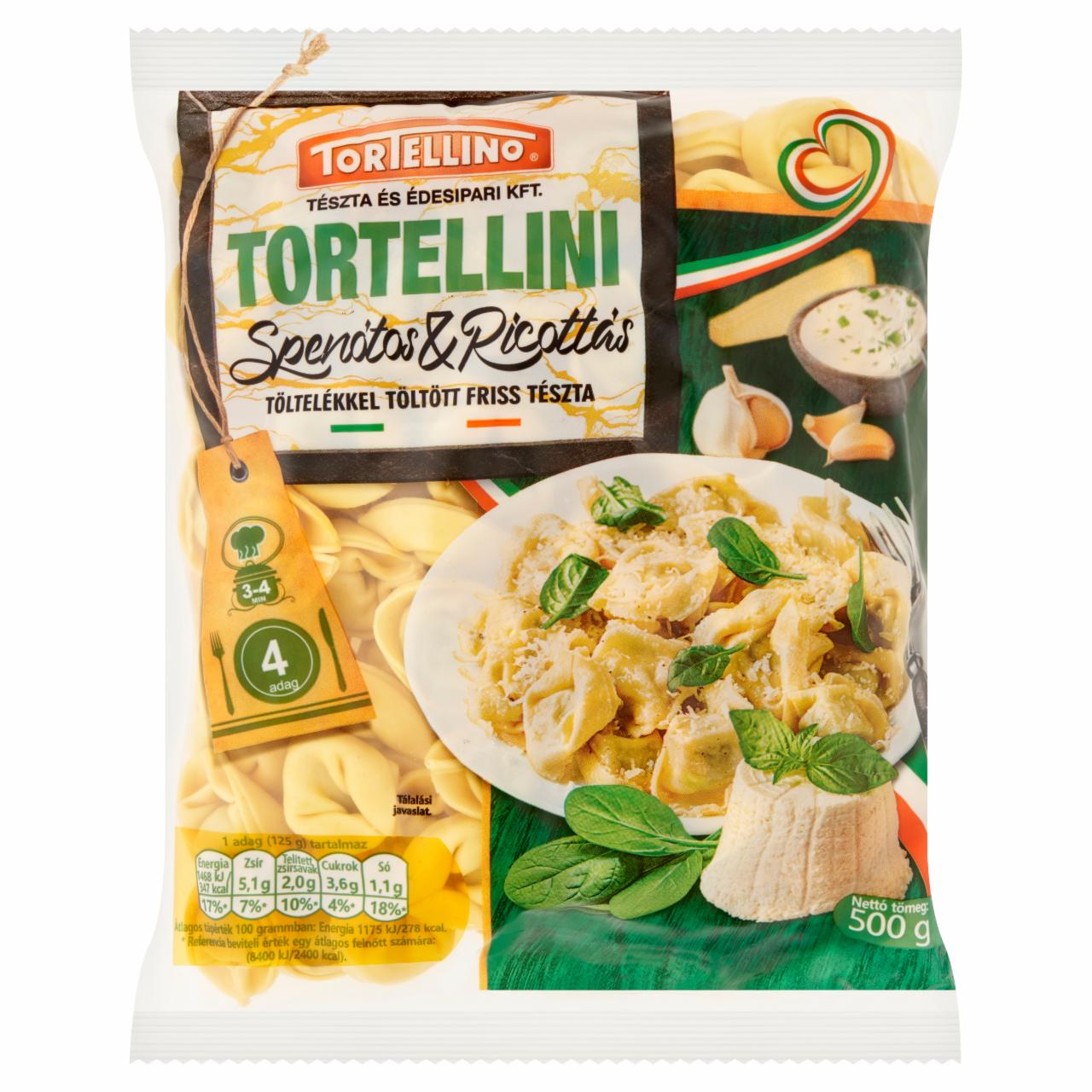Képek - Tortellino Tortellini spenótos & ricottás töltelékel töltött friss tészta 500 g
