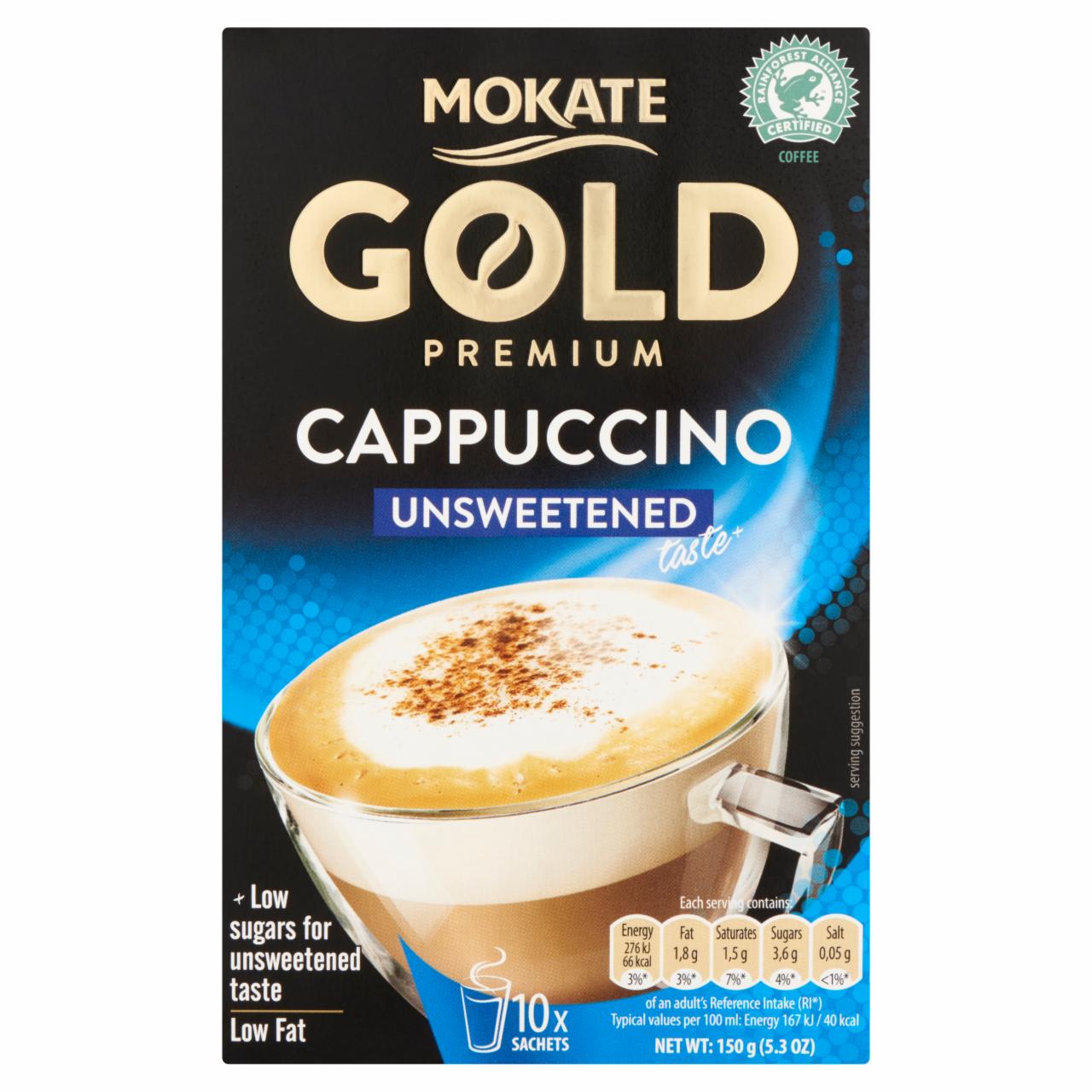 Képek - Mokate Gold Premium Cappuccino kávéitalpor alacsony cukortartalommal 10 db 150 g