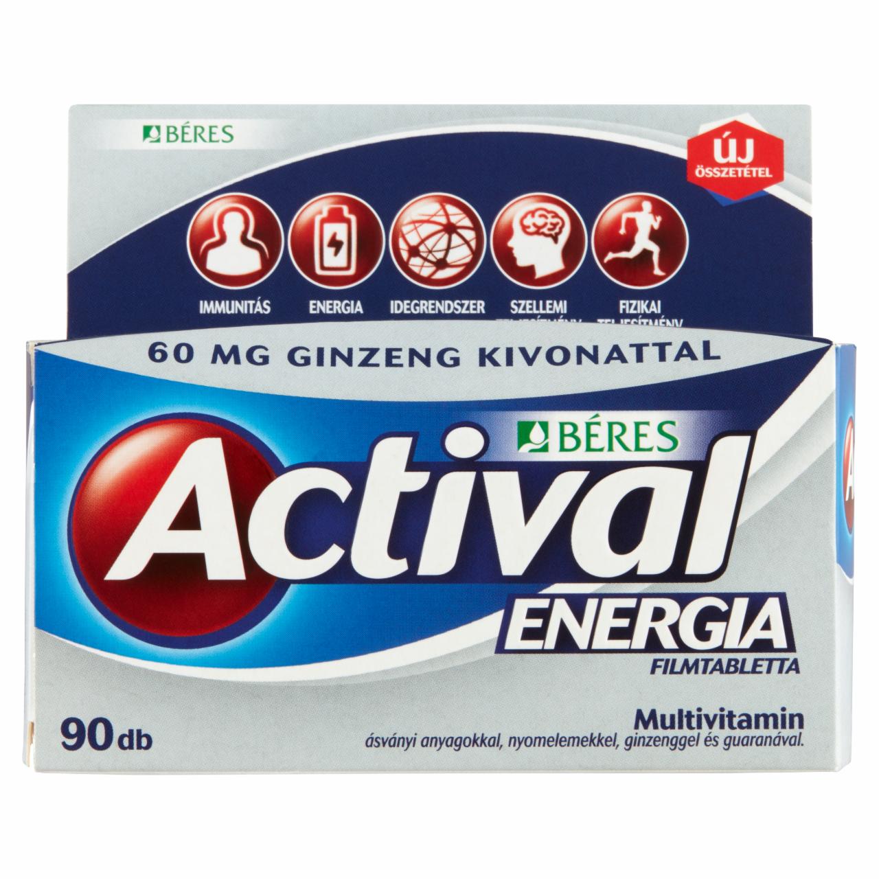 Képek - Béres Actival Energia filmtabletta komplex étrend-kiegészítő multivitamin 90 x 1,345 g (121 g)