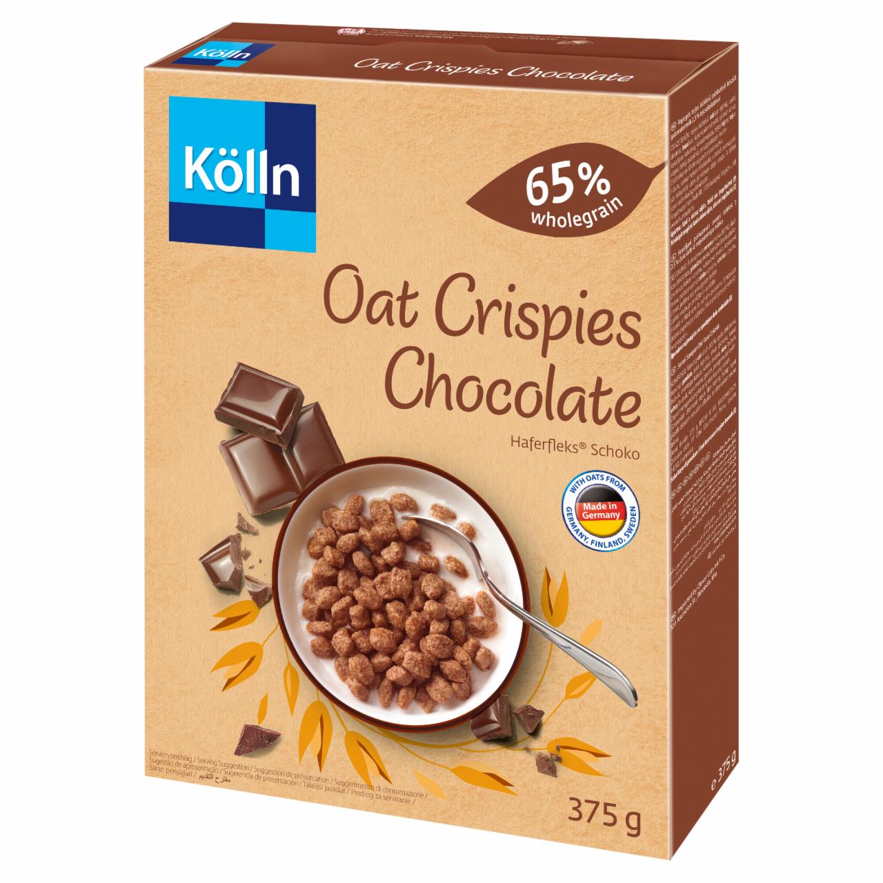 Képek - Kölln ropogós, teljes kiőrlésű zablisztből készült termék tejcsokoládéval 375 g