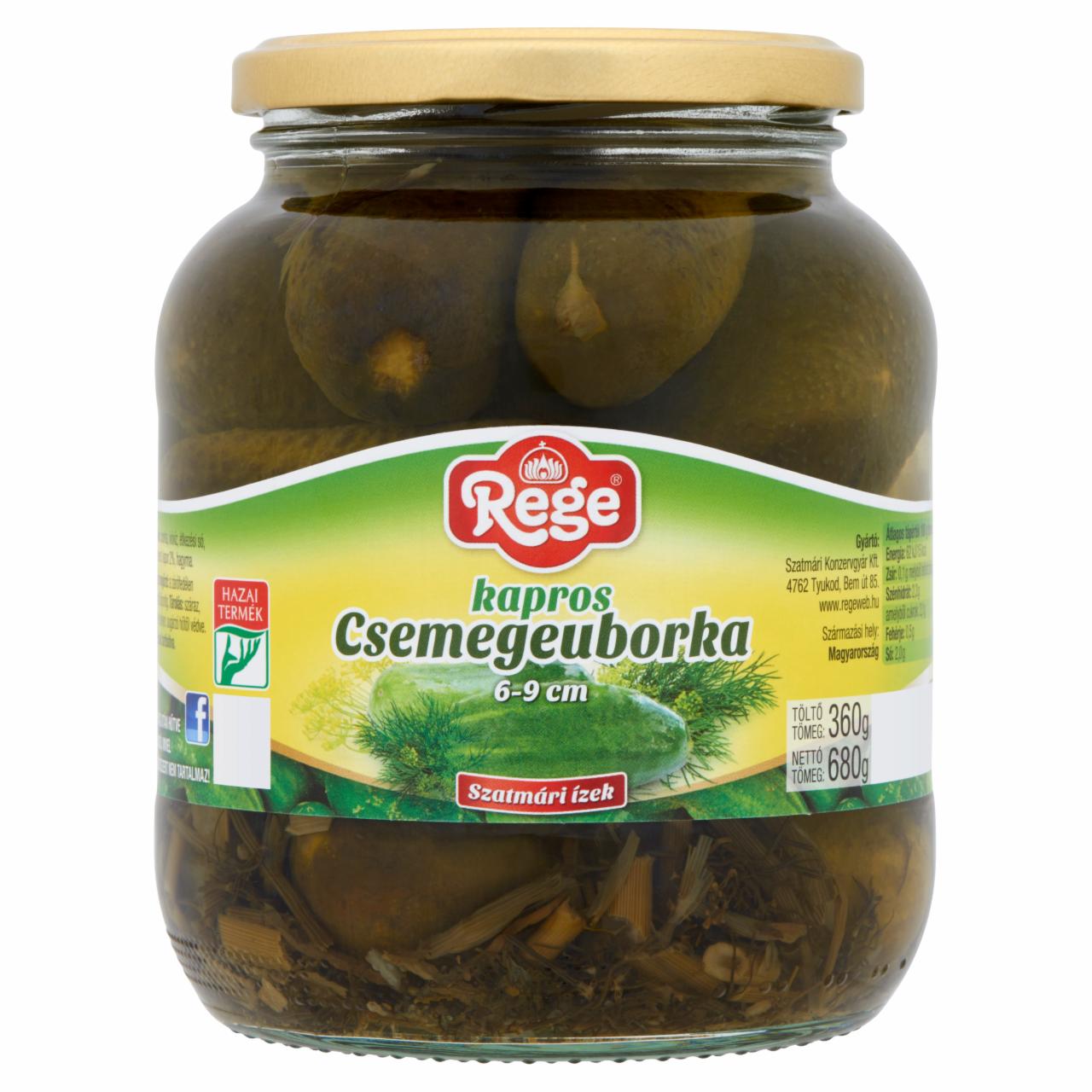 Képek - Rege kapros csemegeuborka 6-9 cm 680 g