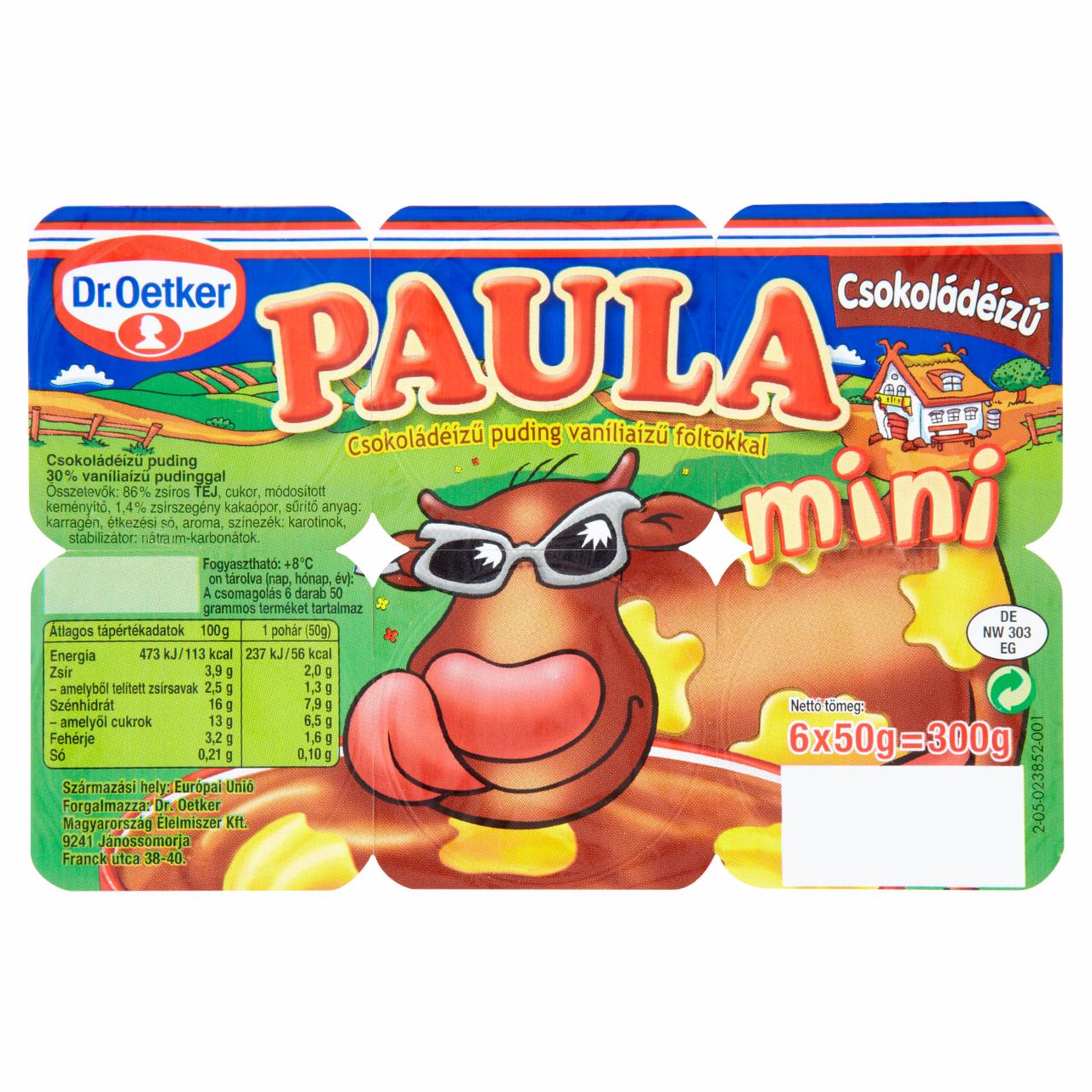 Képek - Dr. Oetker Paula Mini csokoládéízű puding vaníliaízű foltokkal 6 x 50 g