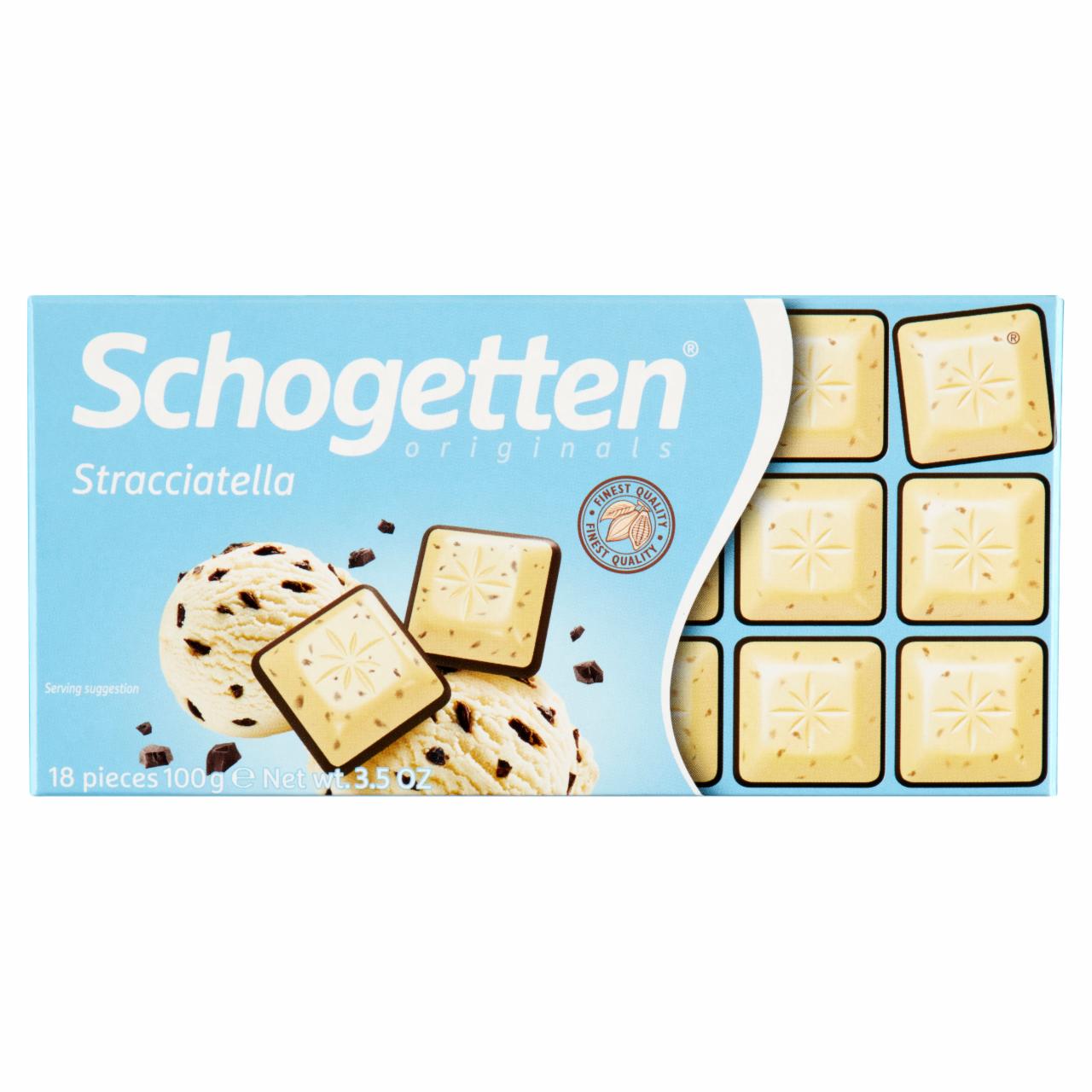Képek - Schogetten Stracciatella fehér csokoládé pörkölt kakaóforgáccsal és étcsokoládéval 100 g