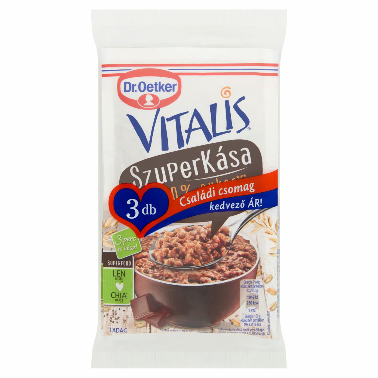 Képek - Dr. Oetker Vitalis Szuperkása étcsokoládés zabkása alappor 3 x 62 g