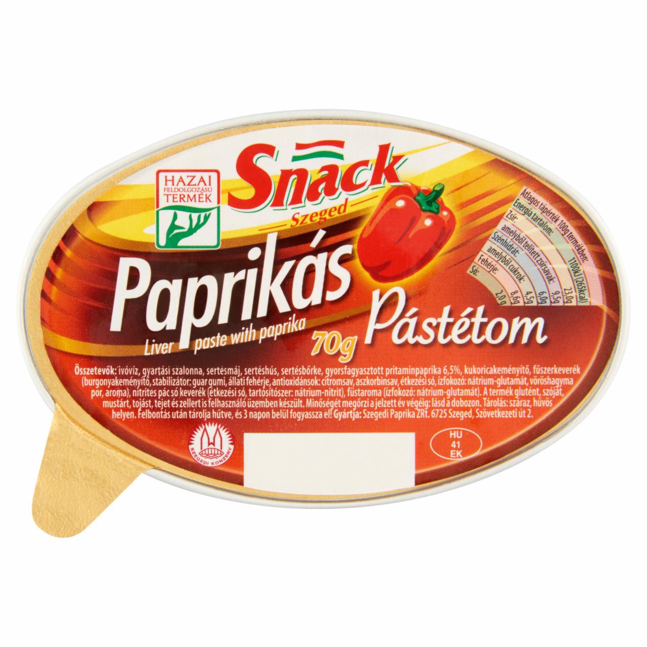 Képek - Snack Szeged paprikás pástétom, tépőzáras 70 g