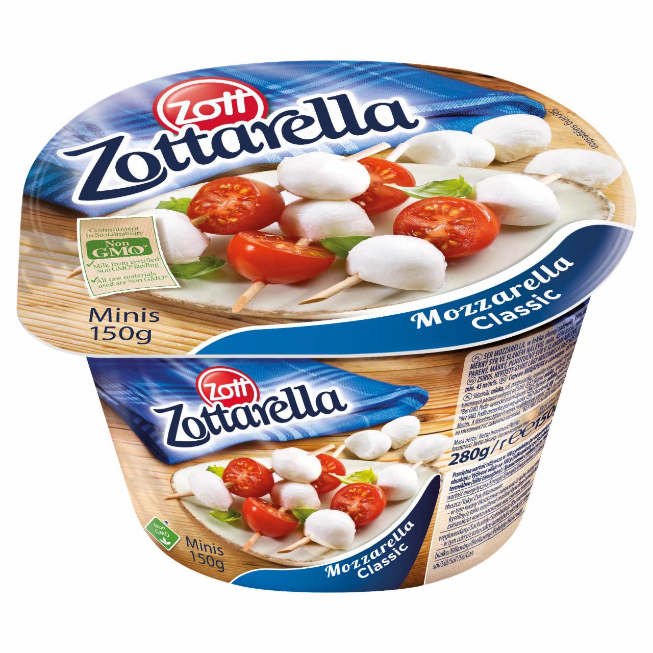 Képek - Zott Zottarella Classic zsíros, lágy mozzarella sajt sós lében 150 g
