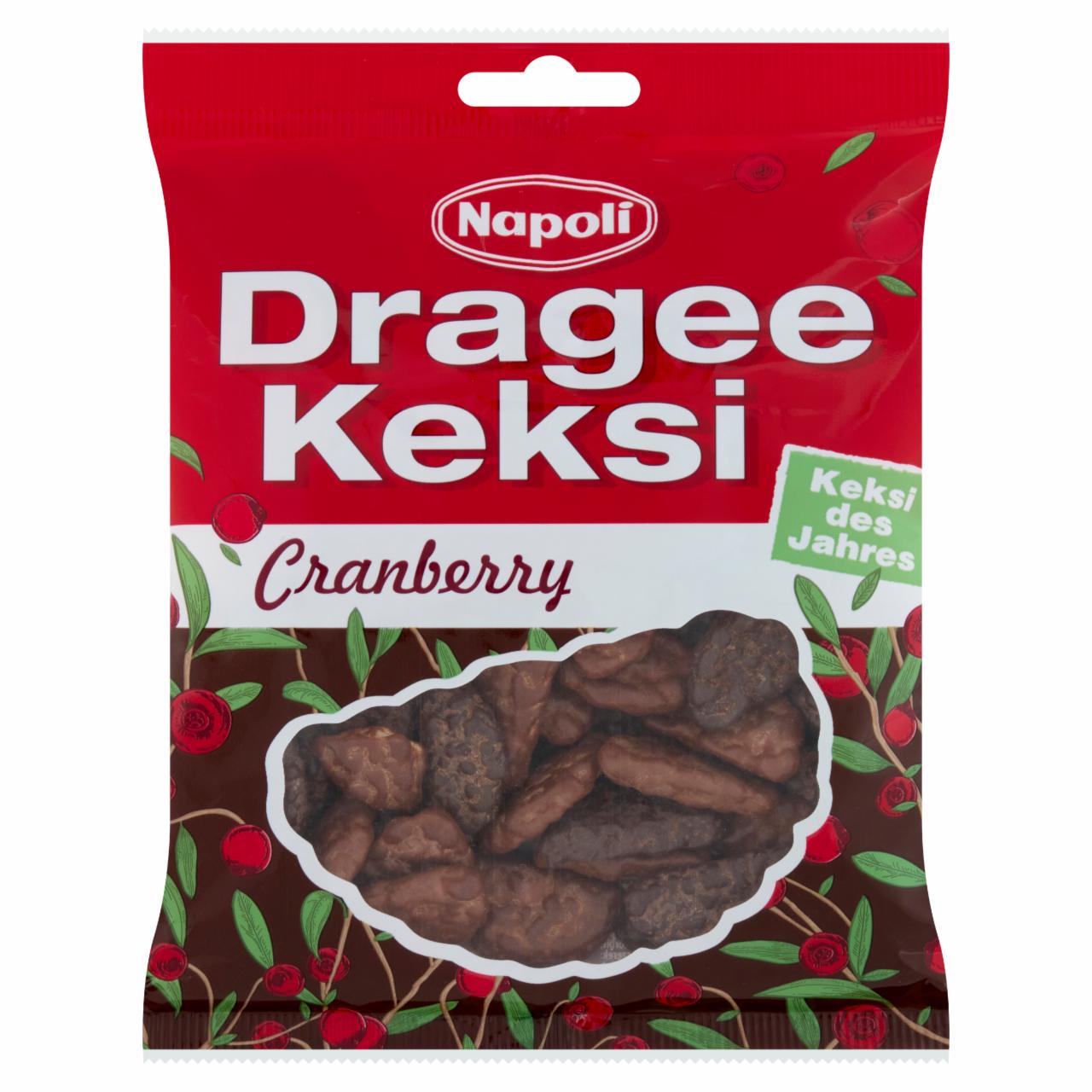 Képek - Napoli Dragee Keksi tejcsokoládéval és csokoládéval bevont áfonya ízű keksz specialitás 165 g